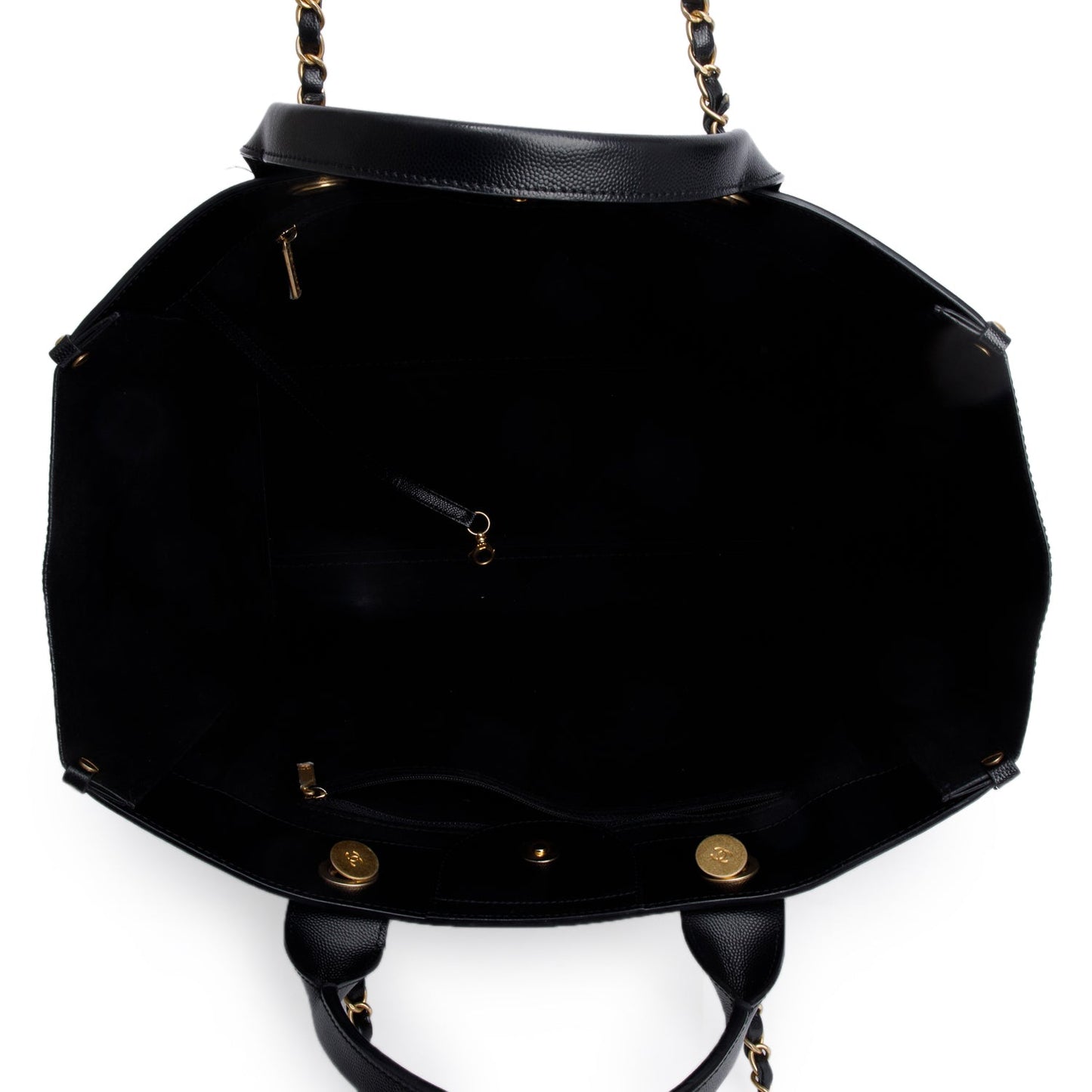 Chanel Black Caviar Leather Medium Studded Deauville Tote