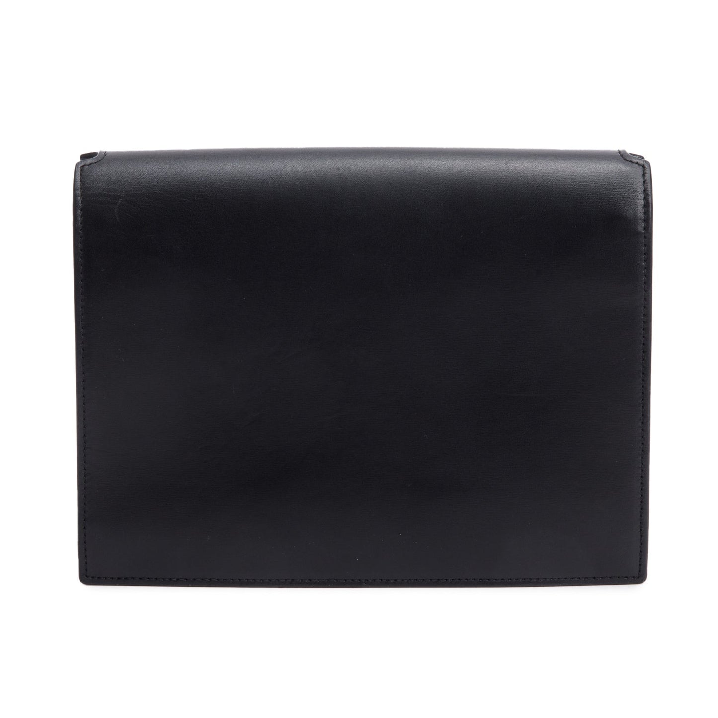 Saint Laurent Black Smooth Leather Suede Medium Cassandra Chain Shoulder Bag