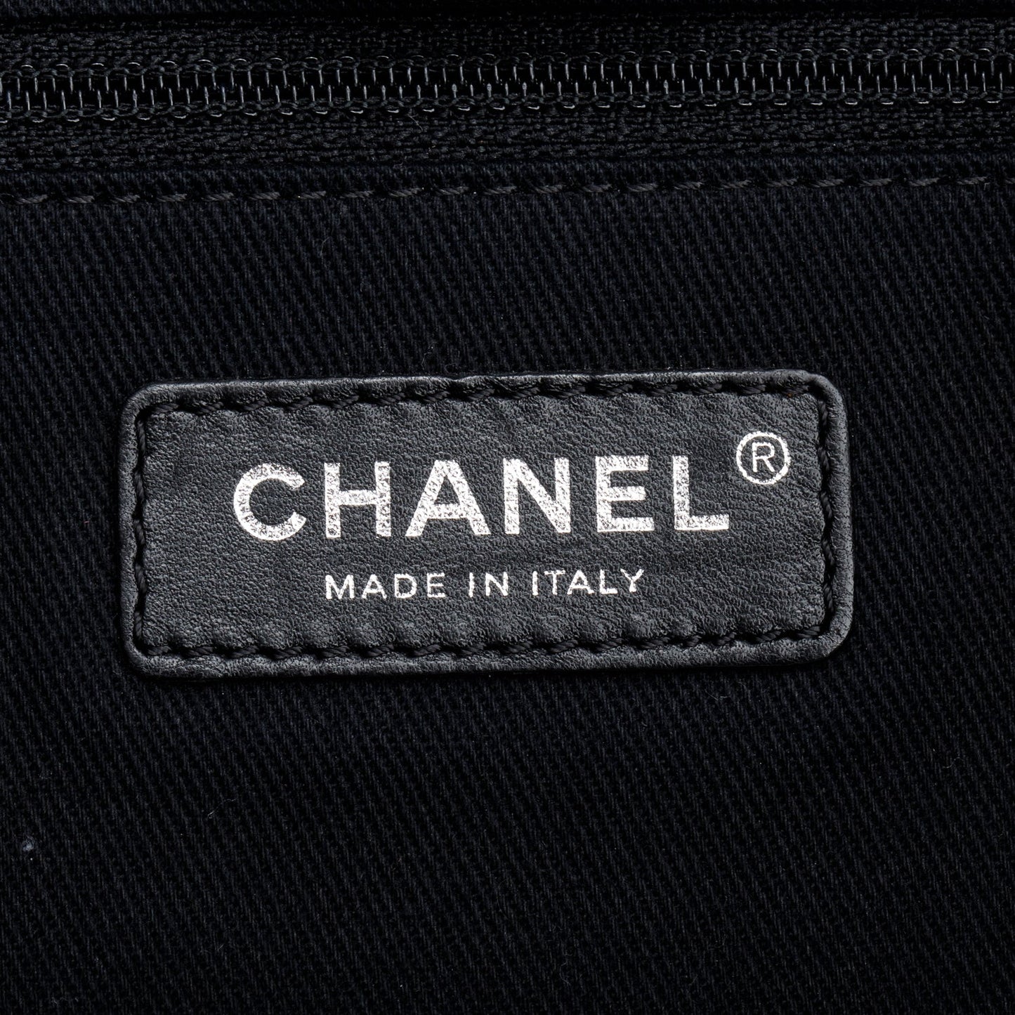 Chanel Grey Canvas Black Calfskin Leather Trim Medium Deauville Shopping Tote