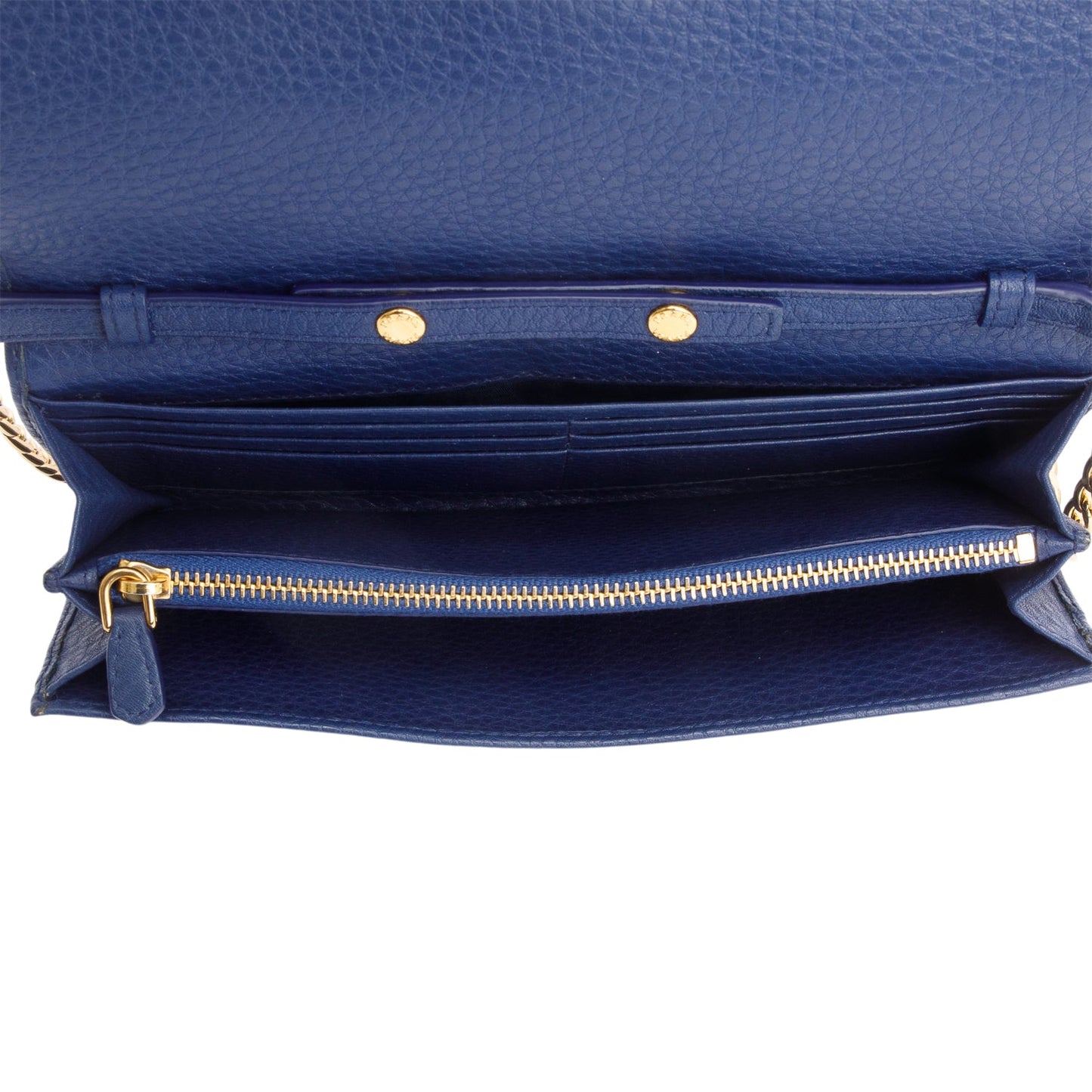 Prada Blue Vitello Daino Continental Wallet on Chain