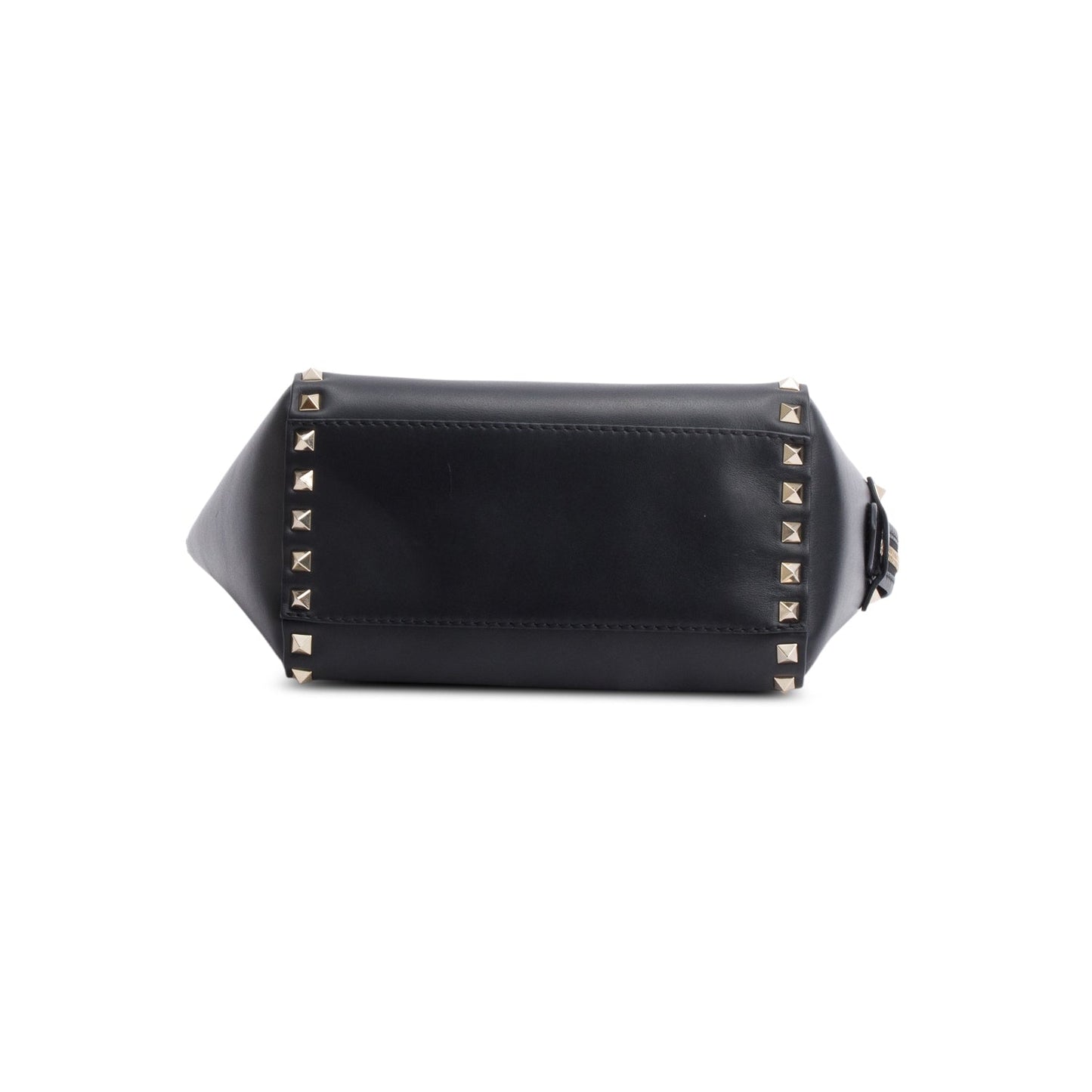 Valentino Black Smooth Leather Mini Rockstud Double Handle Tote