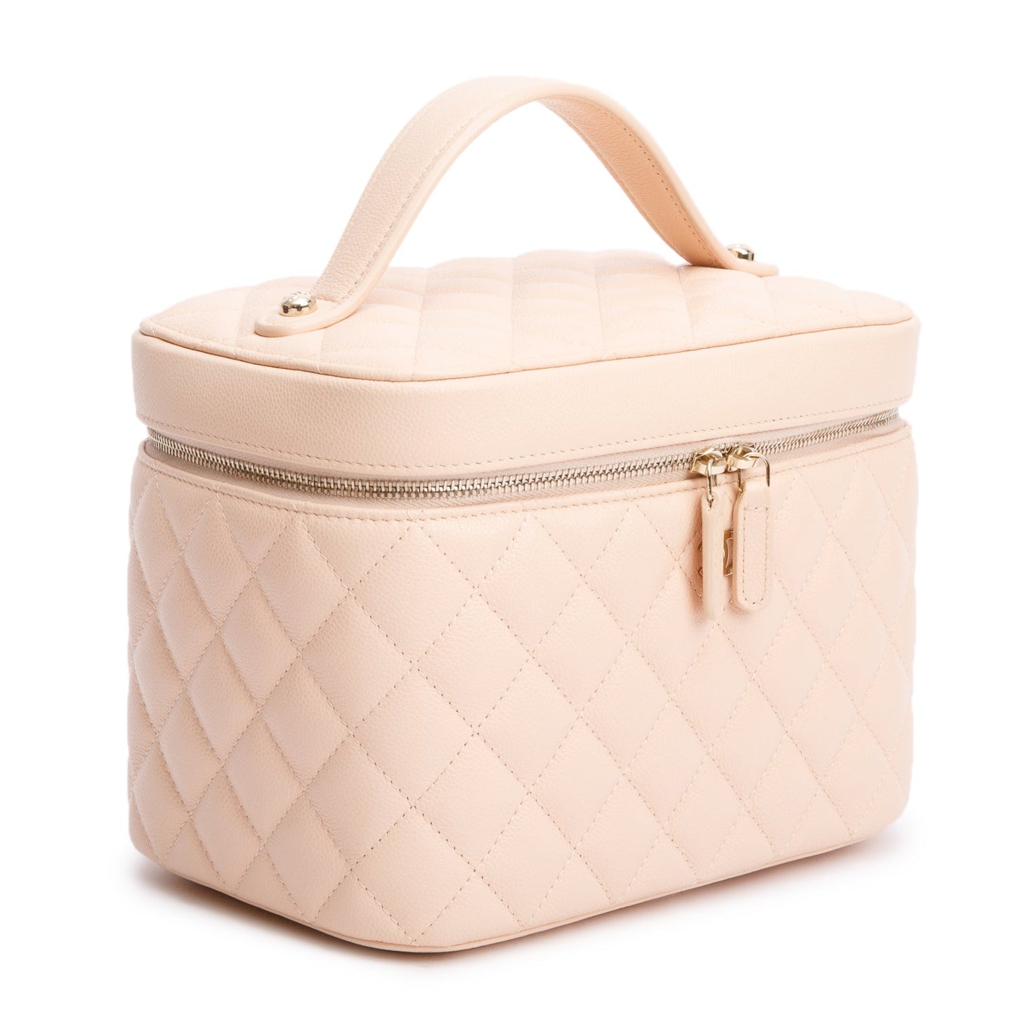 Chanel 2023 Beige Quilted Caviar Leather Large Vanity Top Handle