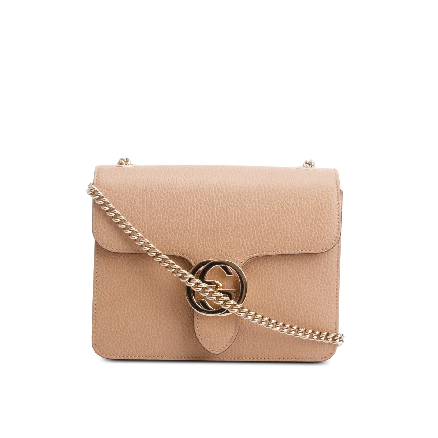 Gucci Beige Dollar Calfskin Small Interlocking G Shoulder Bag