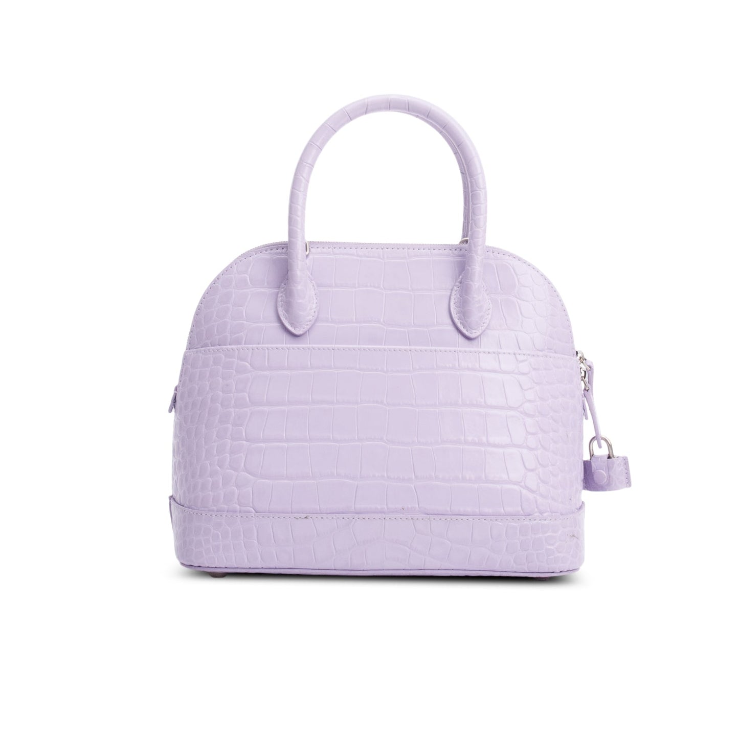 Balenciaga Lilac Shiny Calfskin Logo Croc Embossed S Ville Top Handle Bag