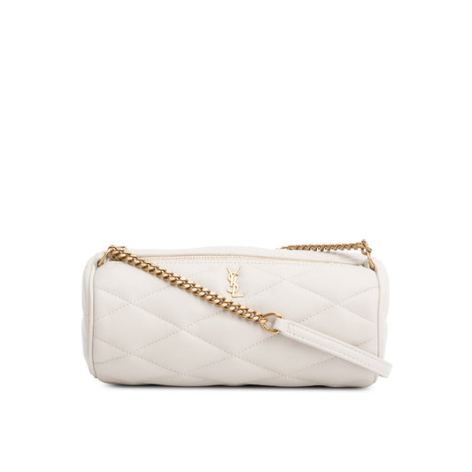 Saint Laurent 2022 Ivory Quilted Lambskin Leather Mini Sade Tube Bag