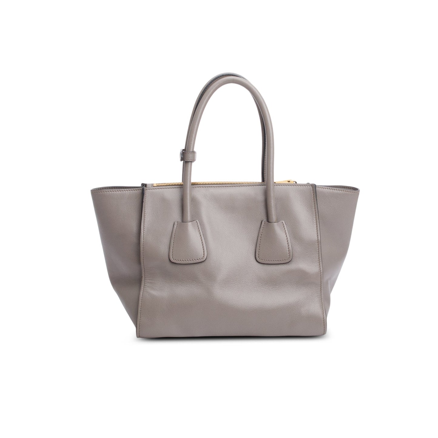 Prada Grey City Calf Small Twin Pocket Tote