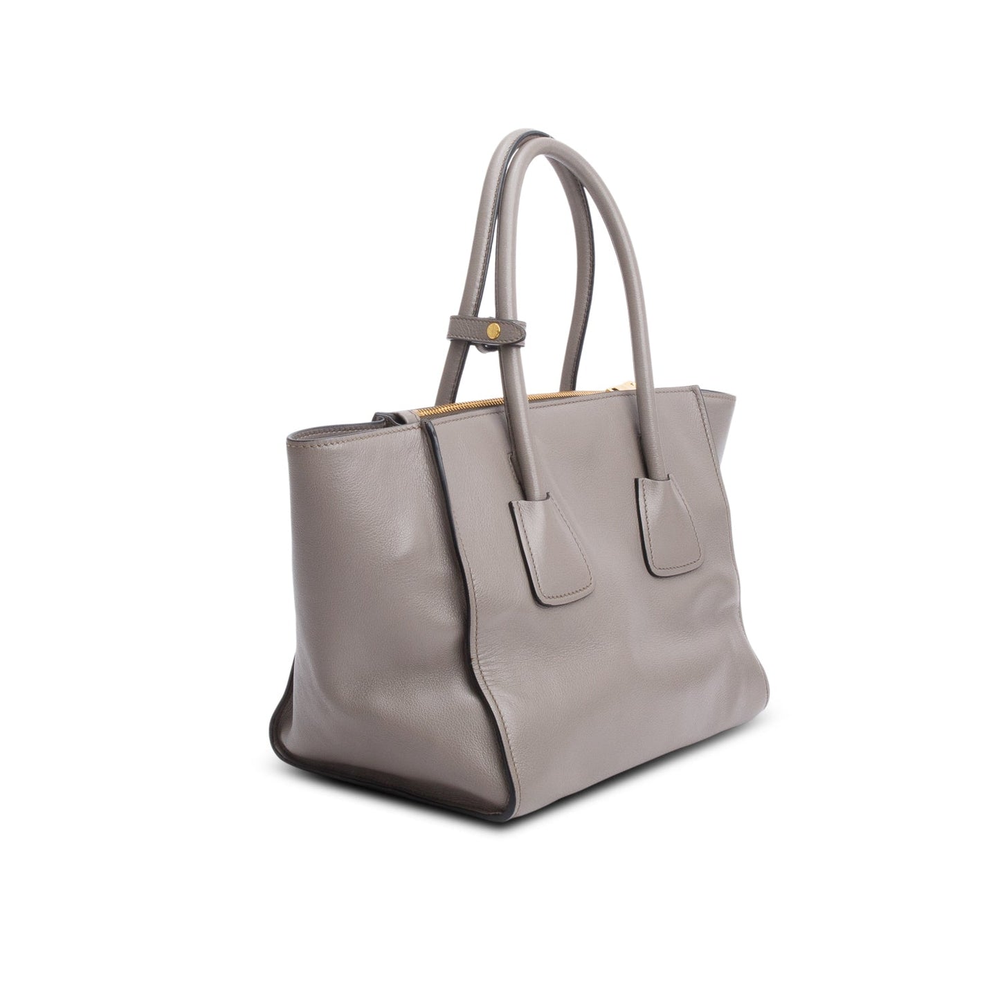 Prada Grey City Calf Small Twin Pocket Tote