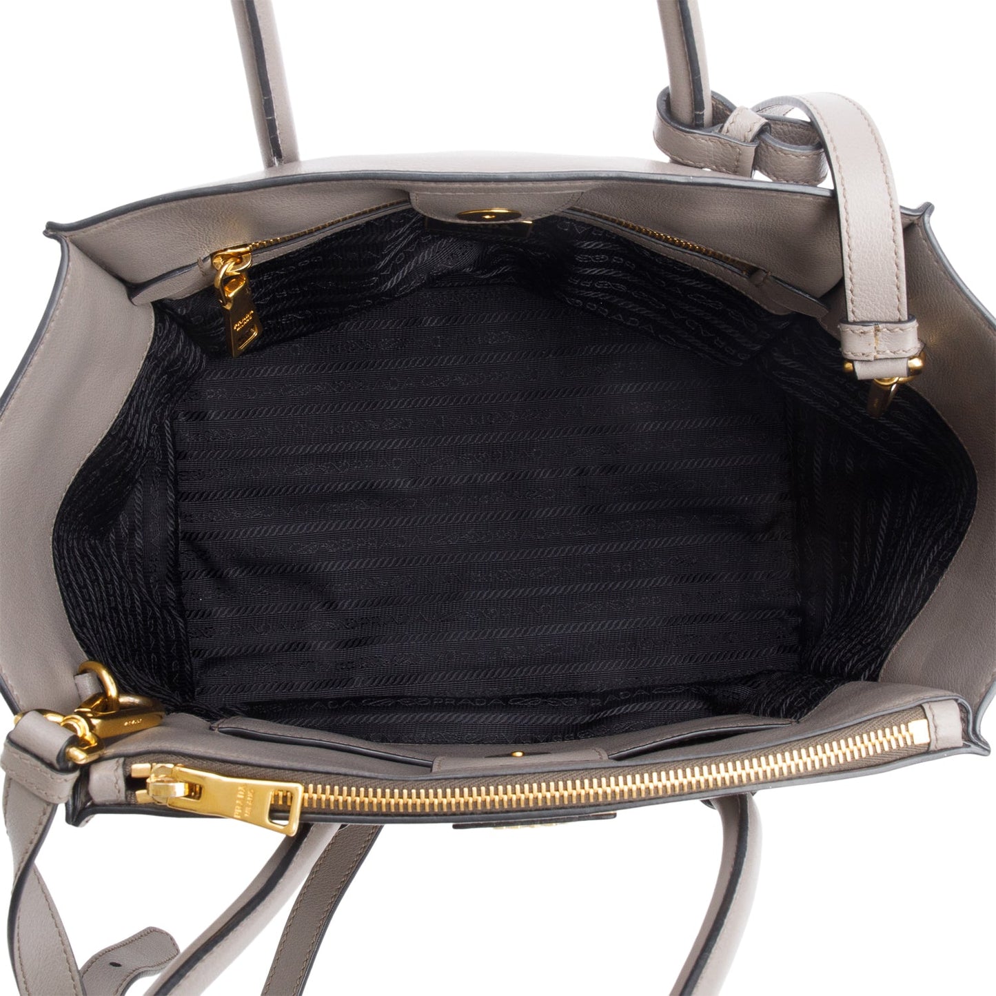 Prada Grey City Calf Small Twin Pocket Tote