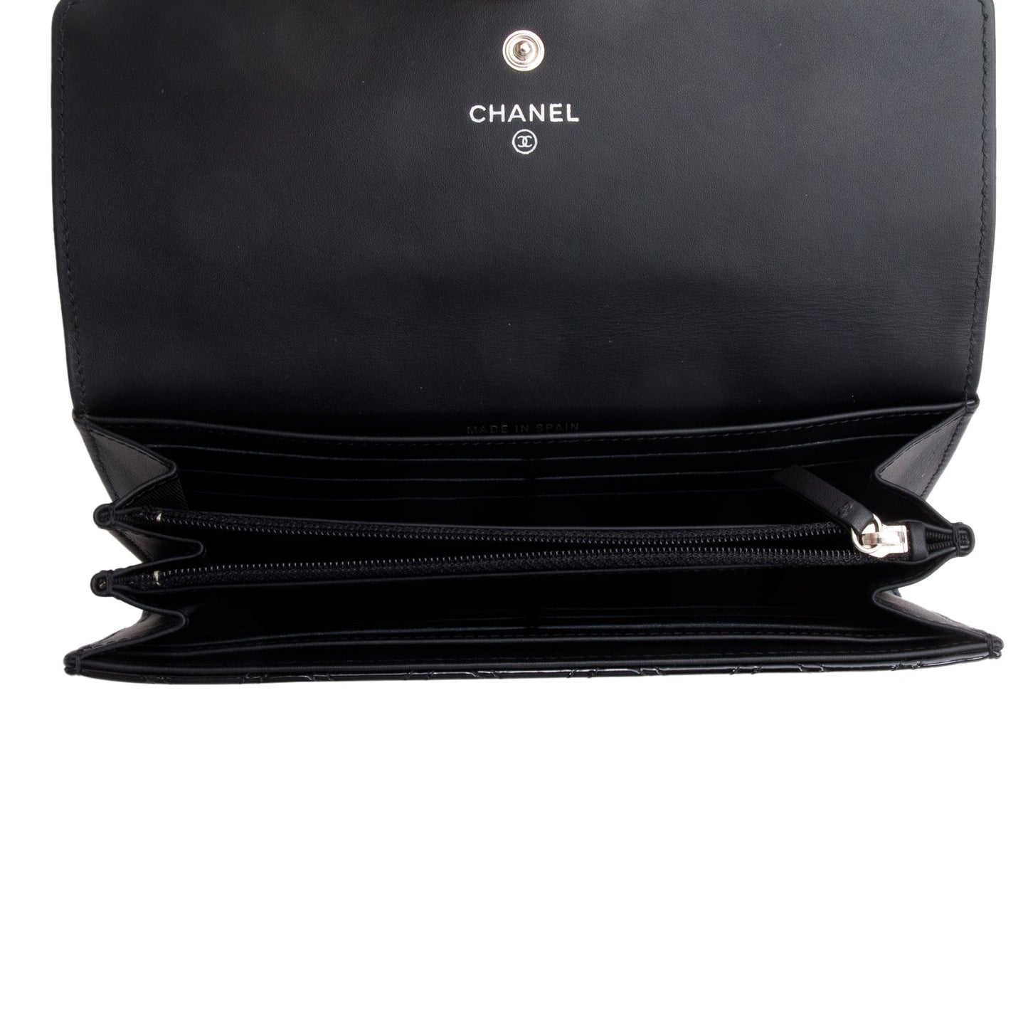 Chanel Black Quilted Patent Leather Brilliant Continental Long Flap Wallet