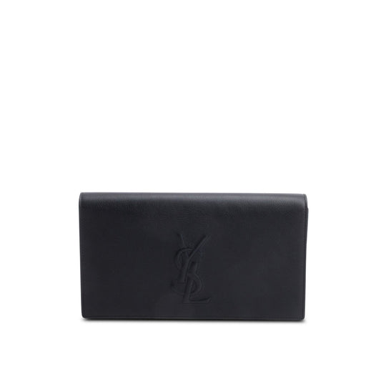 Saint Laurent Black Leather Large Belle de Jour Clutch