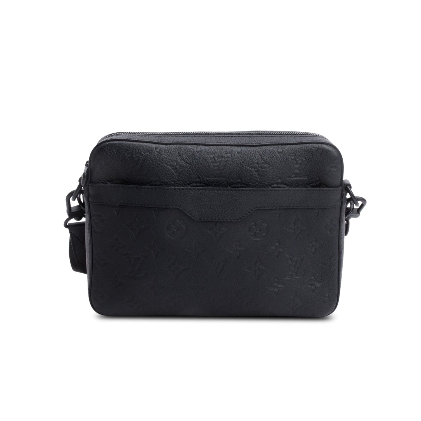 Louis Vuitton Black Monogram Shadow Embossed Calfskin Leather Trio Messenger Bag