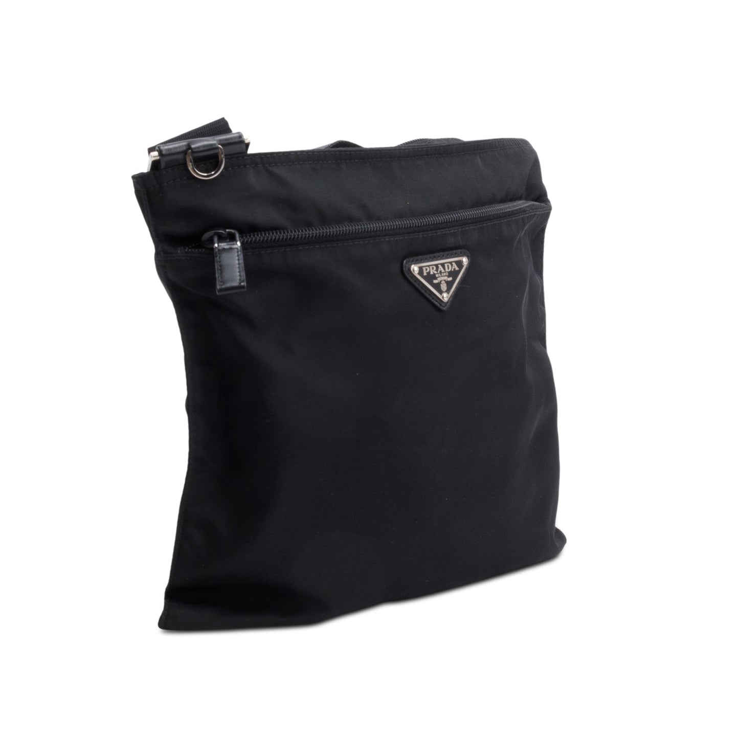 Prada Black Tessuto Nylon Vela Flat Messenger Bag