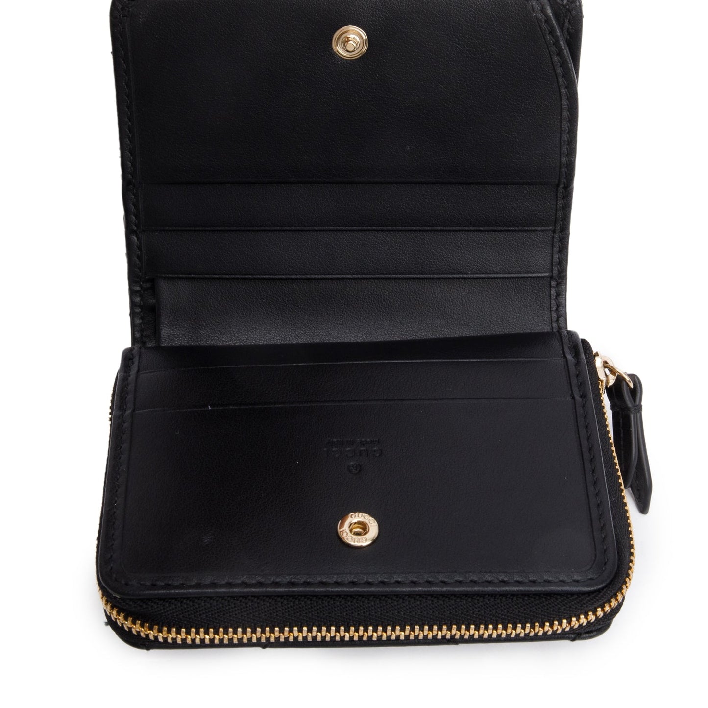 Gucci Black GG Marmont Matelasse Leather Compact Zip Mini Wallet