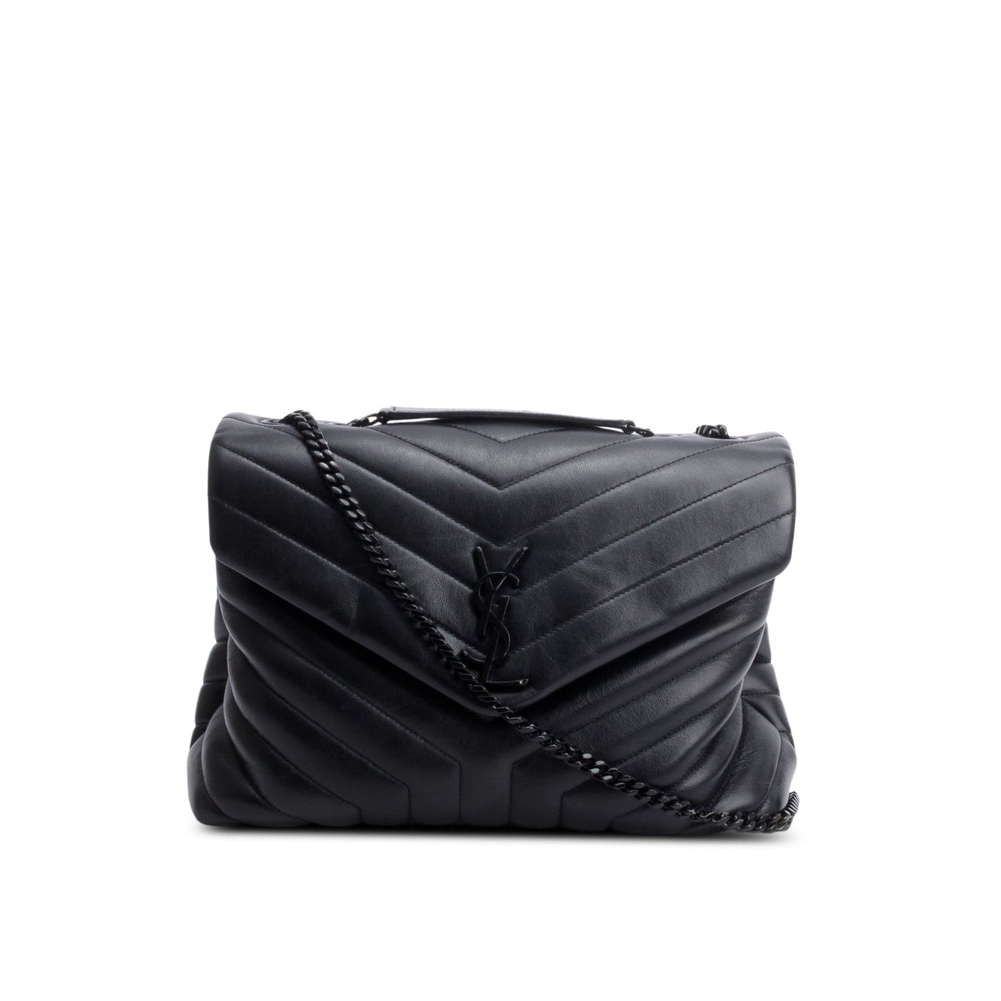 Saint Laurent So Black Quilted Leather Medium Loulou Monogram Shoulder Bag