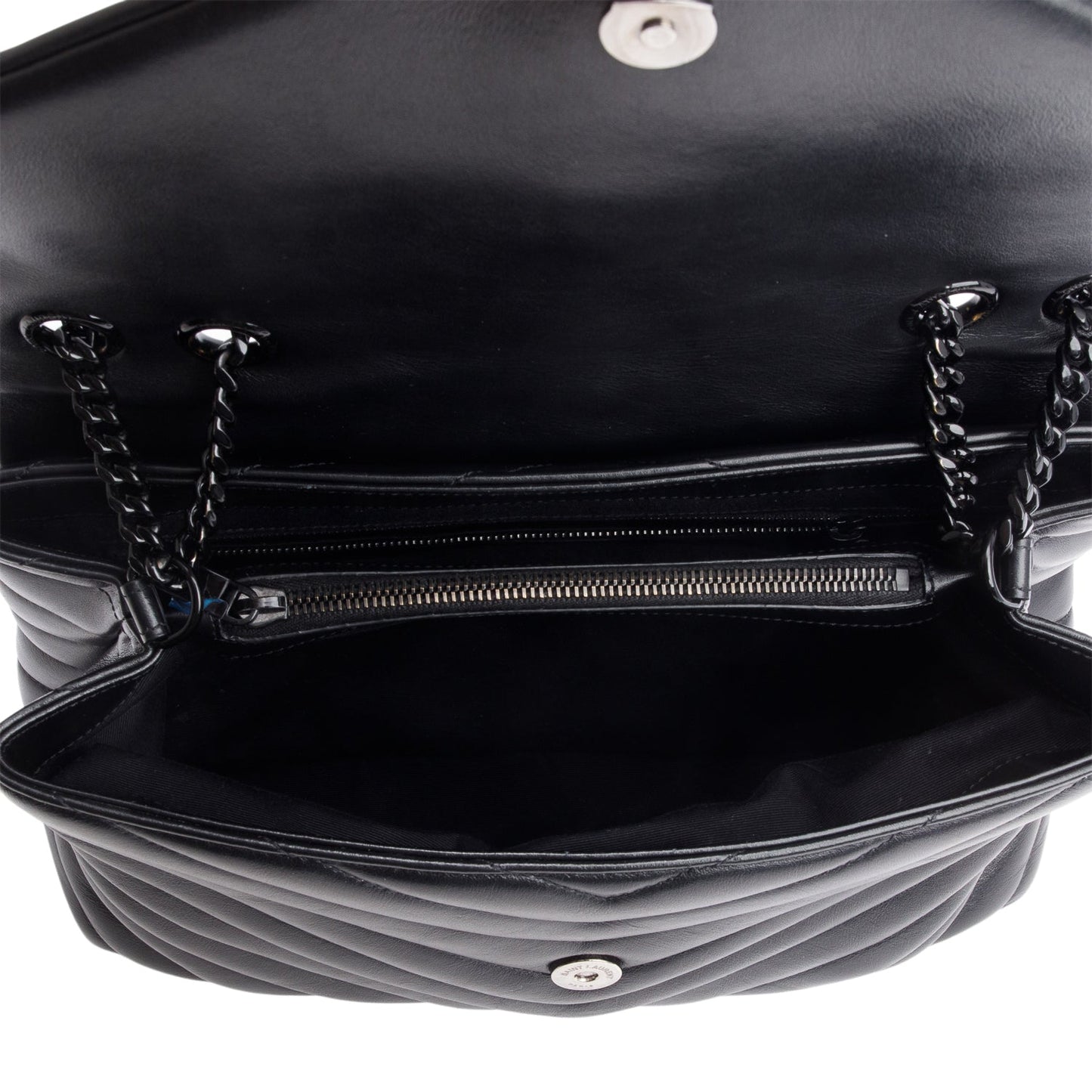 Saint Laurent So Black Quilted Leather Medium Loulou Monogram Shoulder Bag