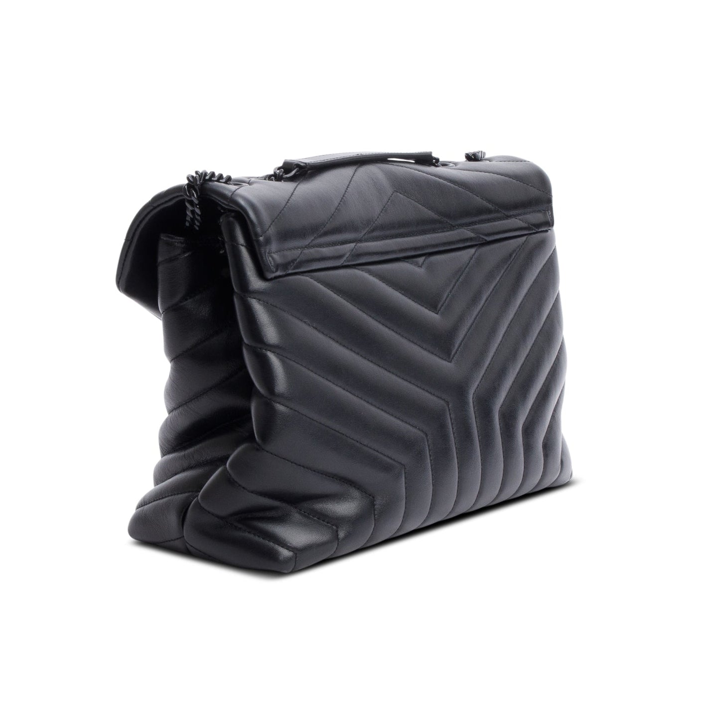 Saint Laurent So Black Quilted Leather Medium Loulou Monogram Shoulder Bag