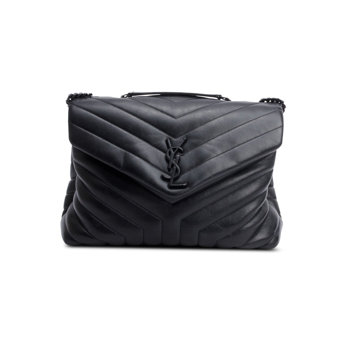 Saint Laurent So Black Quilted Leather Medium Loulou Monogram Shoulder Bag