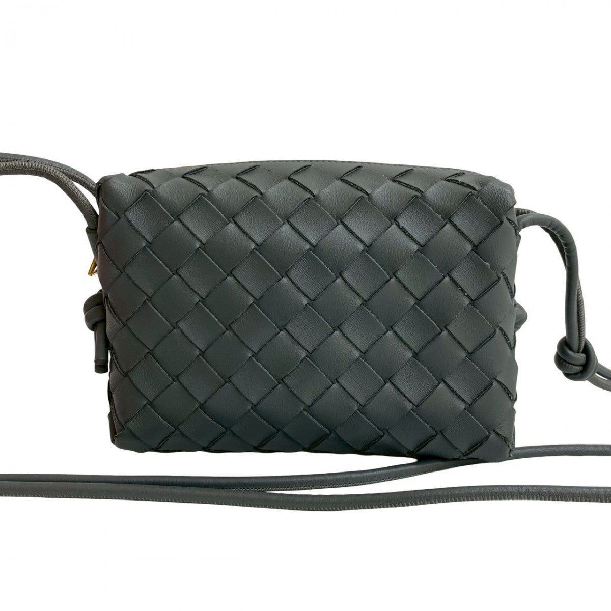 BOTTEGAVENETA Shoulder Bag leather gray INTRECCIATO mini loop Women