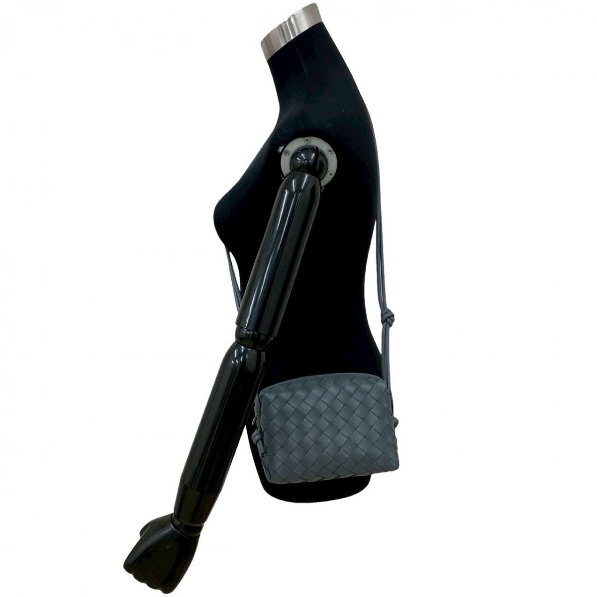 BOTTEGAVENETA Shoulder Bag leather gray INTRECCIATO mini loop Women