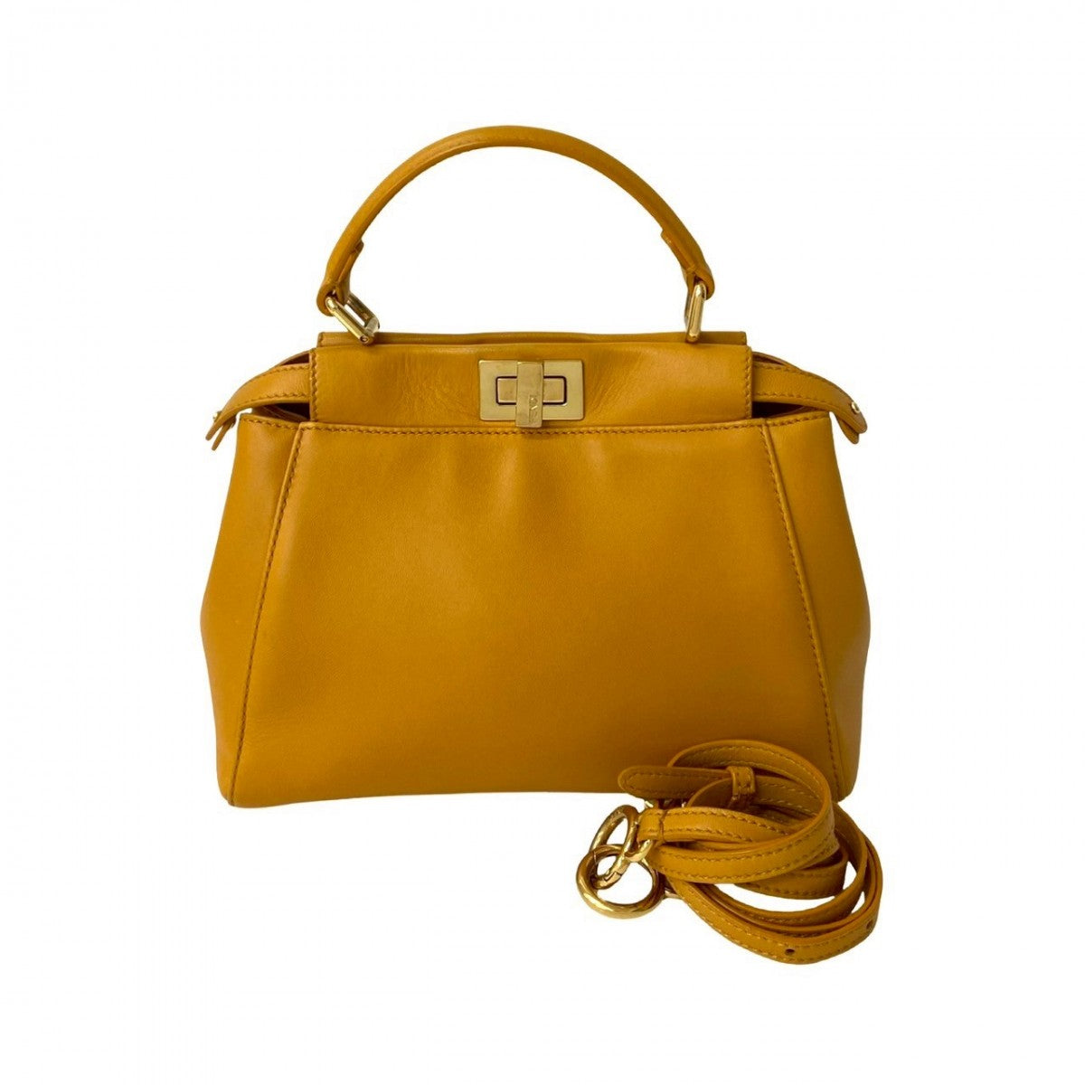 FENDI Shoulder Bag leather yellow Peek-a-boo mini Women