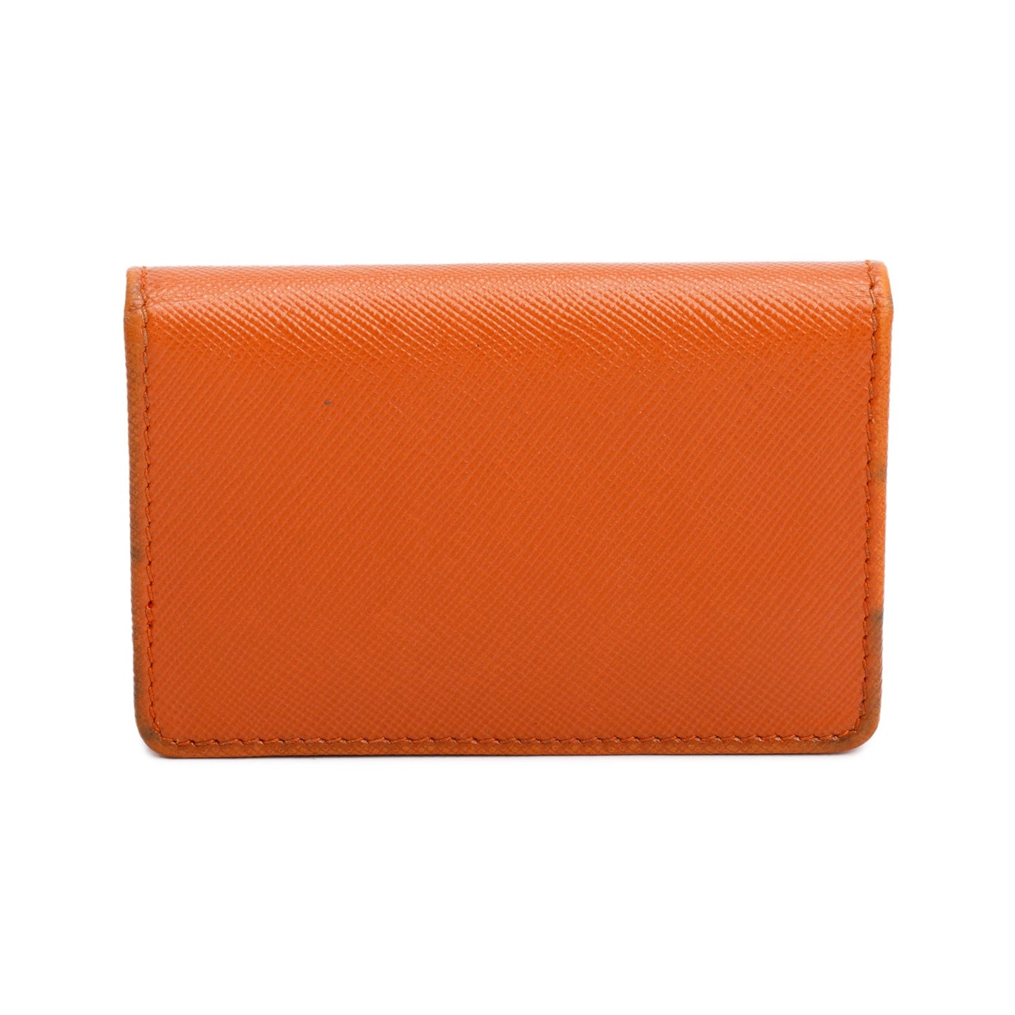 Prada Orange Saffiano Leather Flap Card Holder