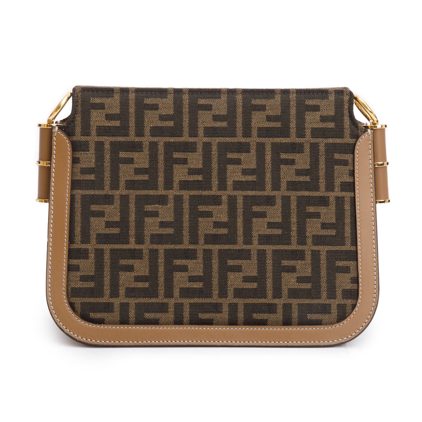 Fendi 2021 Brown FF Zucca Canvas Tan Leather Trim Medium Touch Shoulder Bag