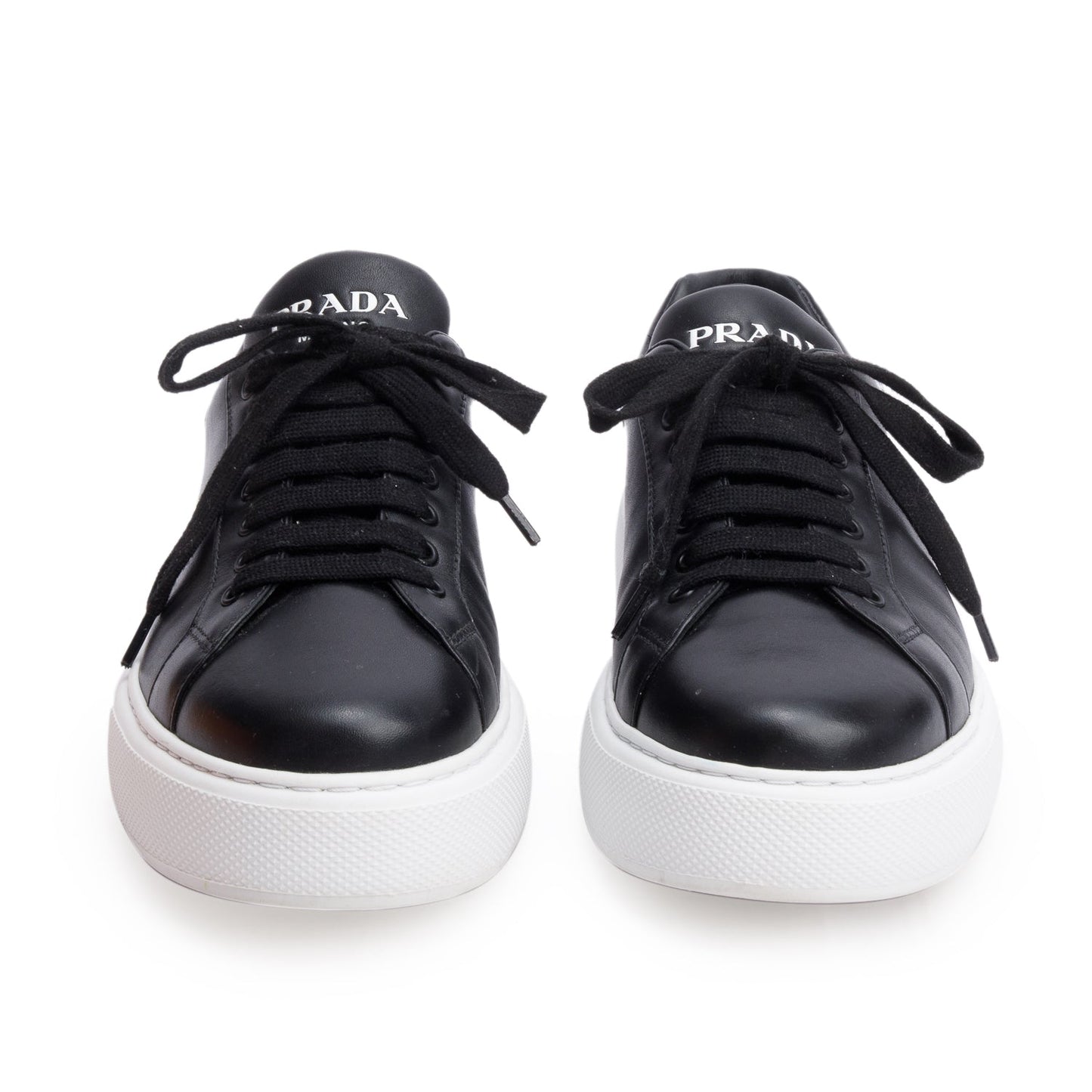 Prada 2022 Black Leather Platform Sneakers, Size 8
