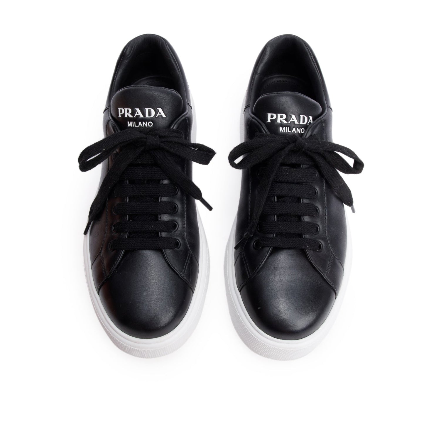 Prada 2022 Black Leather Platform Sneakers, Size 8