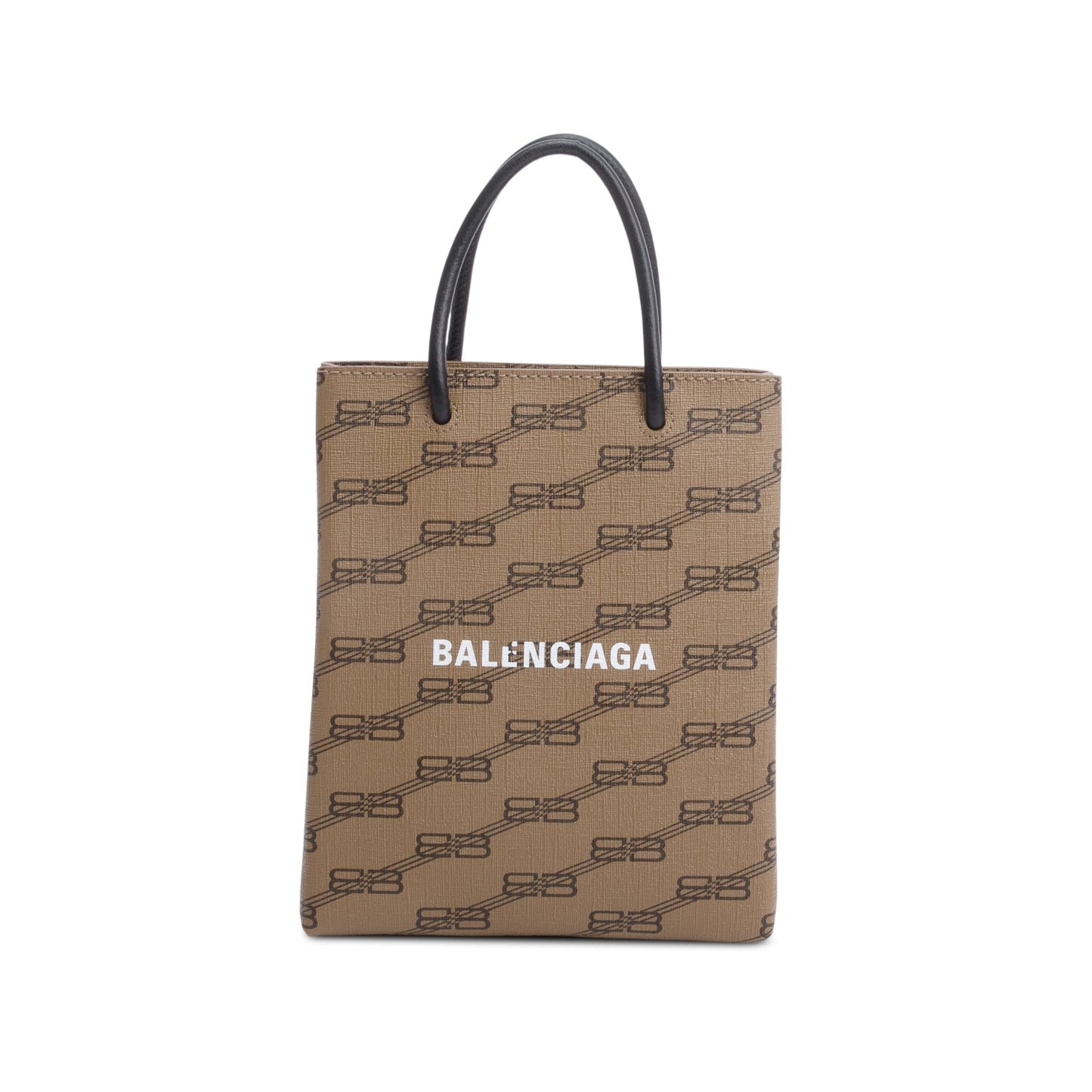 Balenciaga Brown Coated Canvas BB Monogram Print Tote Bag