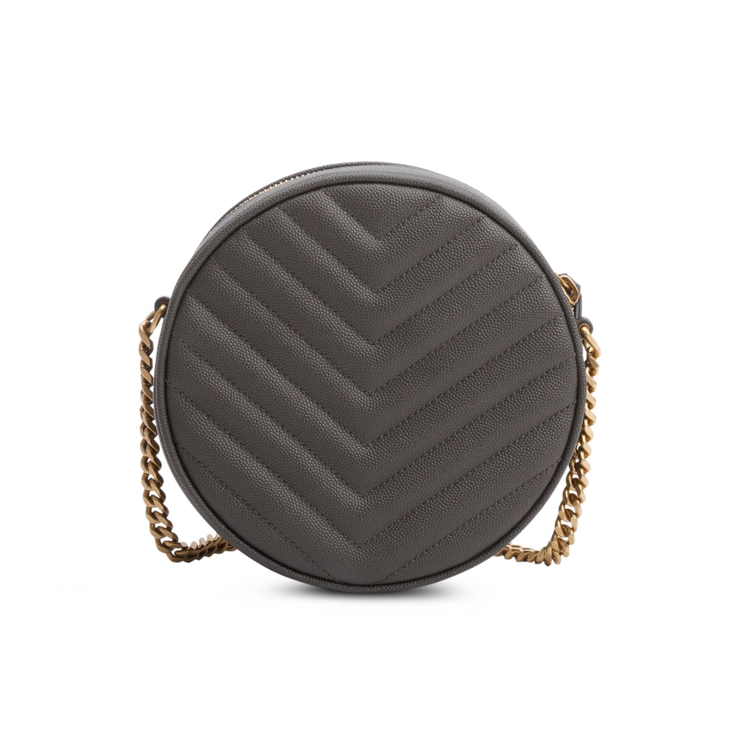 Saint Laurent 2020 Grey Matelasse Leather Chevron Quilted Round Camera Bag
