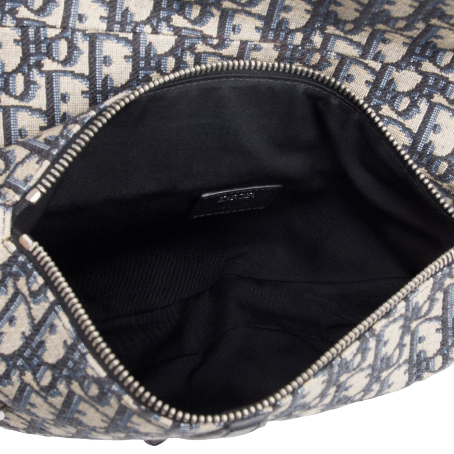 Christian Dior 2022 Navy Oblique Canvas Jacquard Saddle Bag