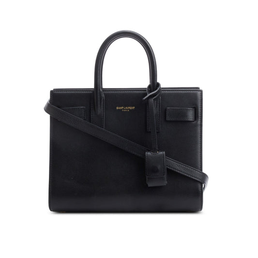 Saint Laurent Black Calfskin Leather Nano Sac De Jour