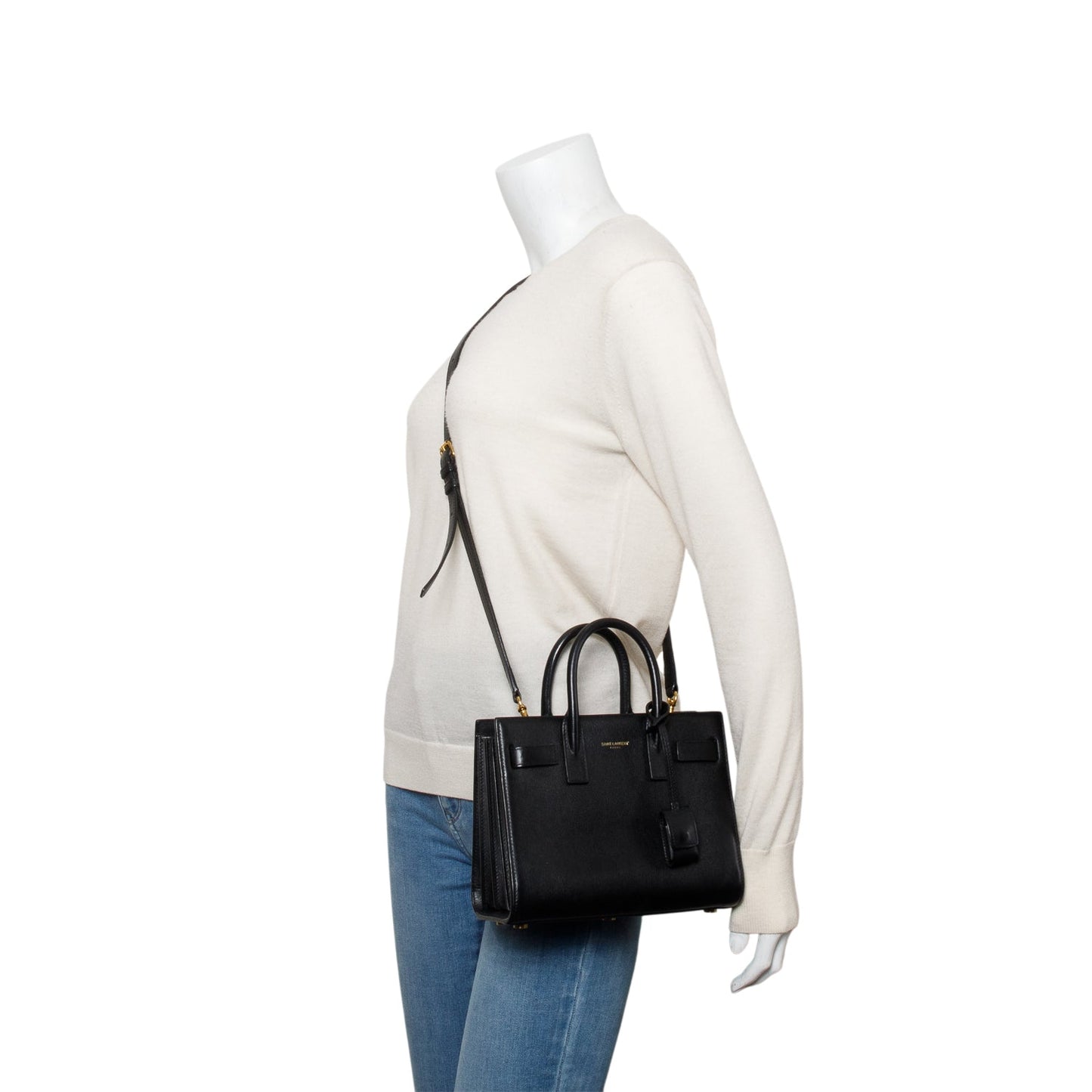 Saint Laurent Black Calfskin Leather Nano Sac De Jour
