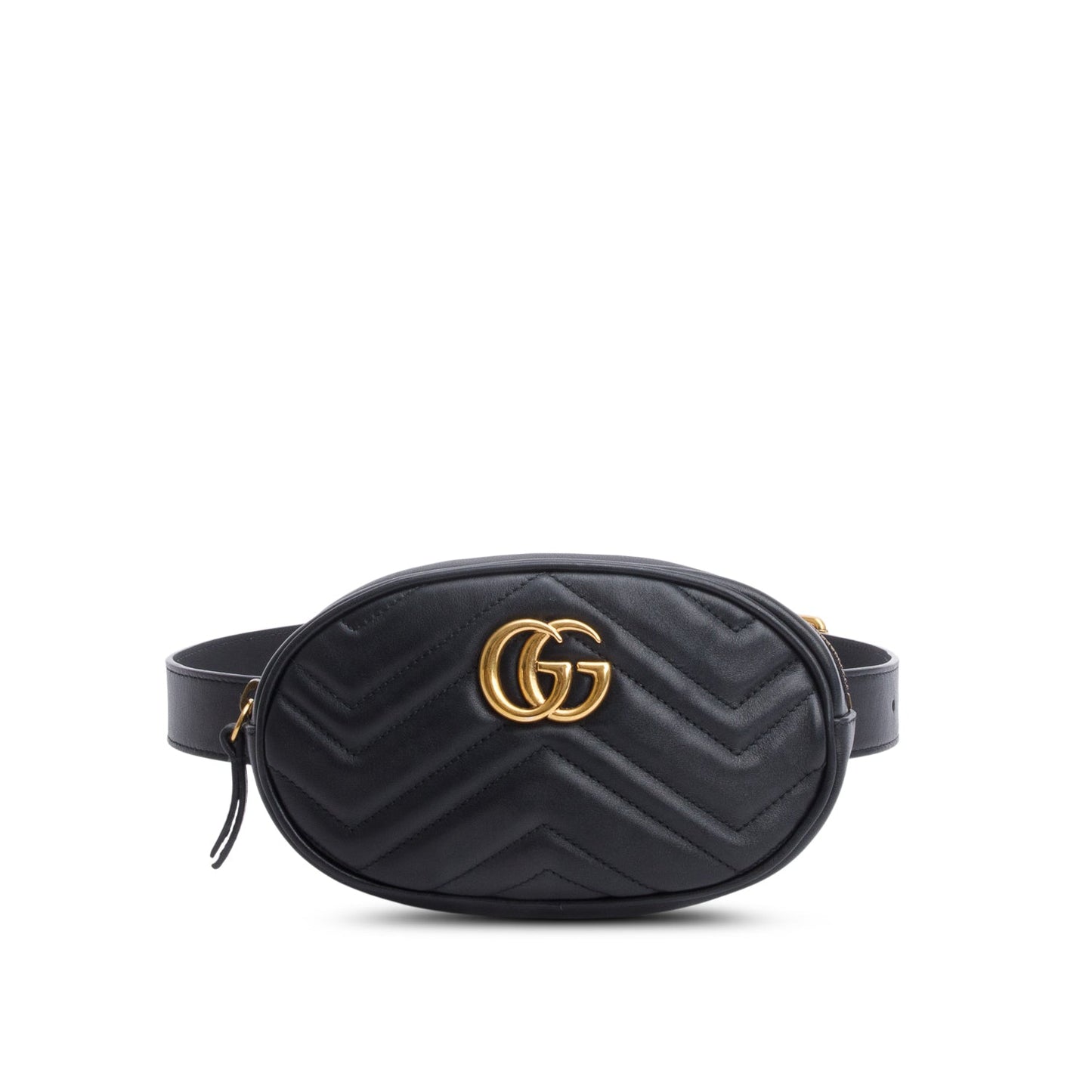 Gucci Black GG Marmont Matelasse Leather Belt Bag, Size 75