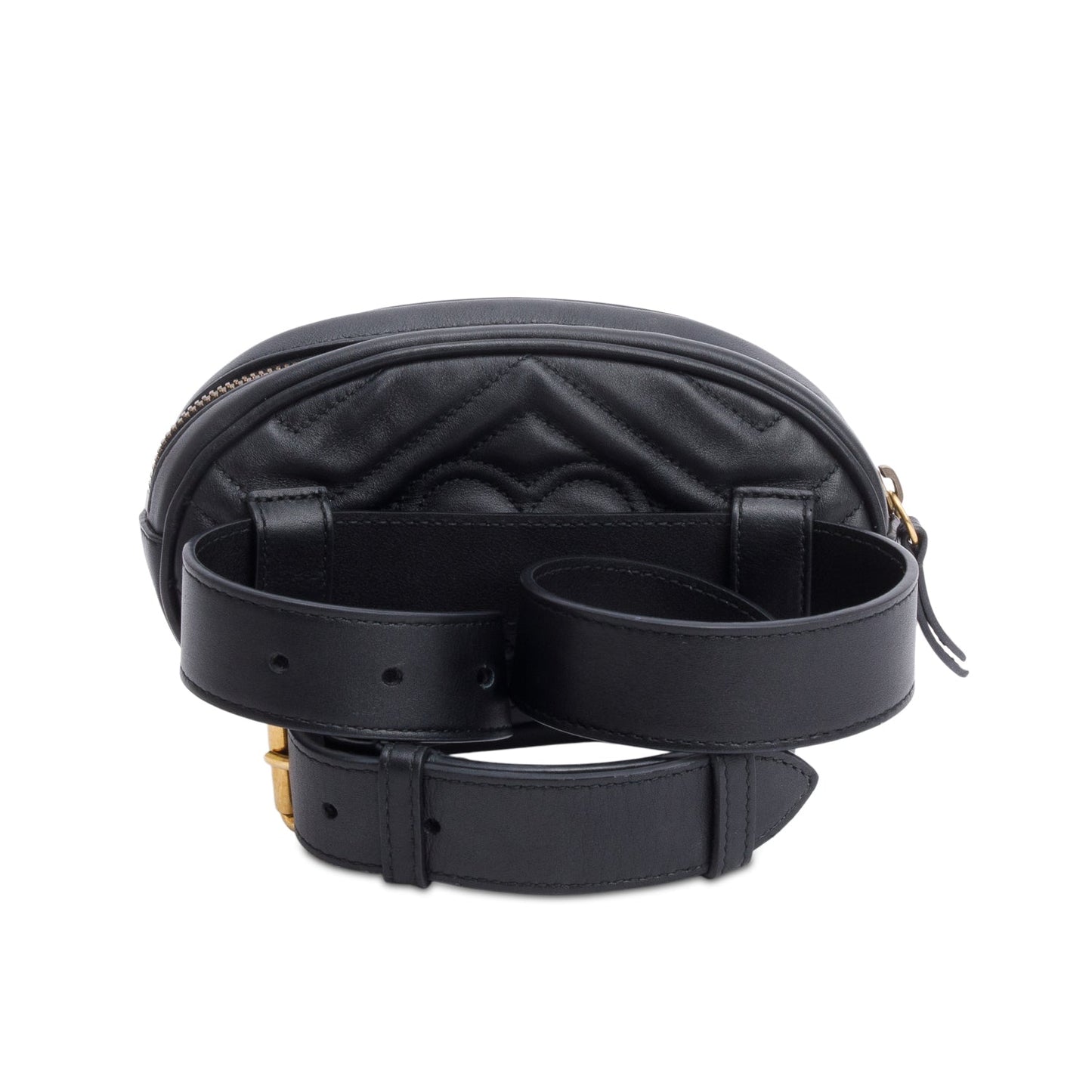 Gucci Black GG Marmont Matelasse Leather Belt Bag, Size 75