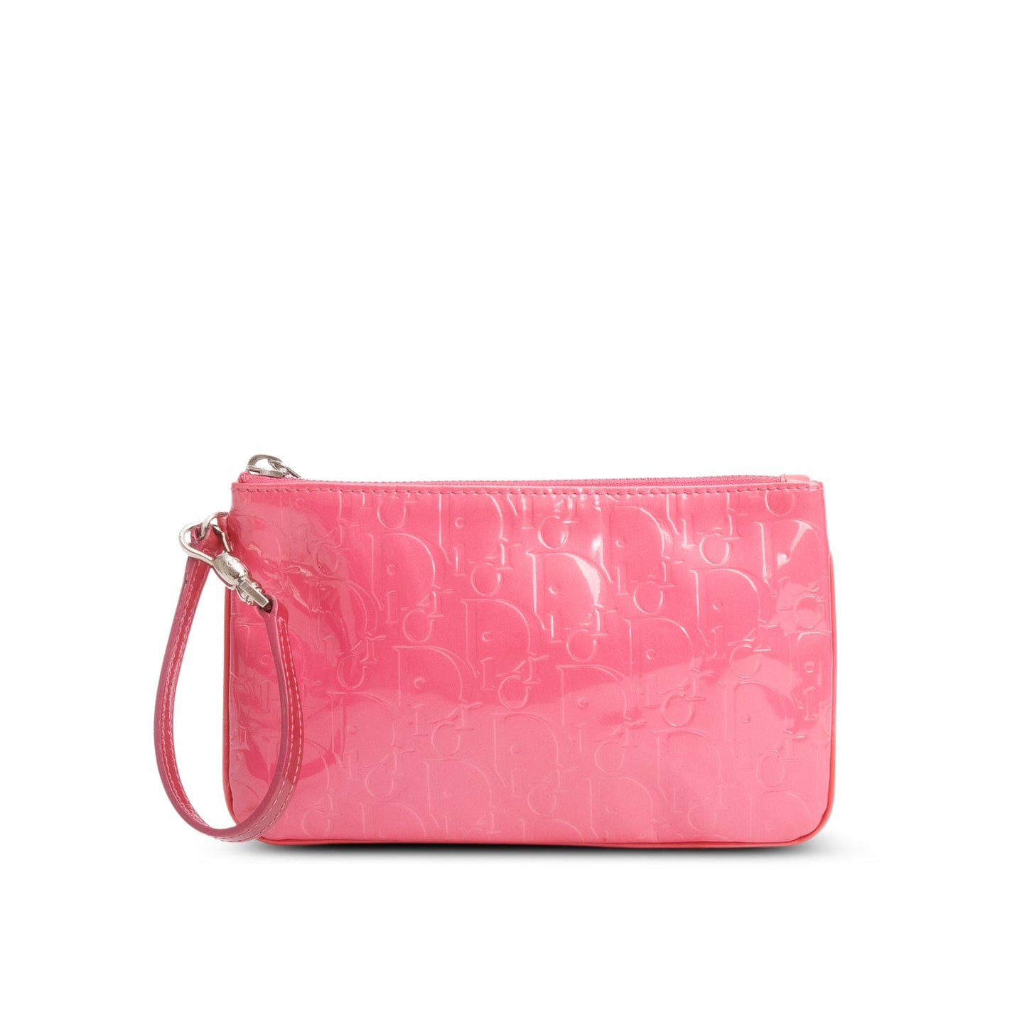 Christian Dior Pink Patent Leather Diorissimo Oblique Wristlet