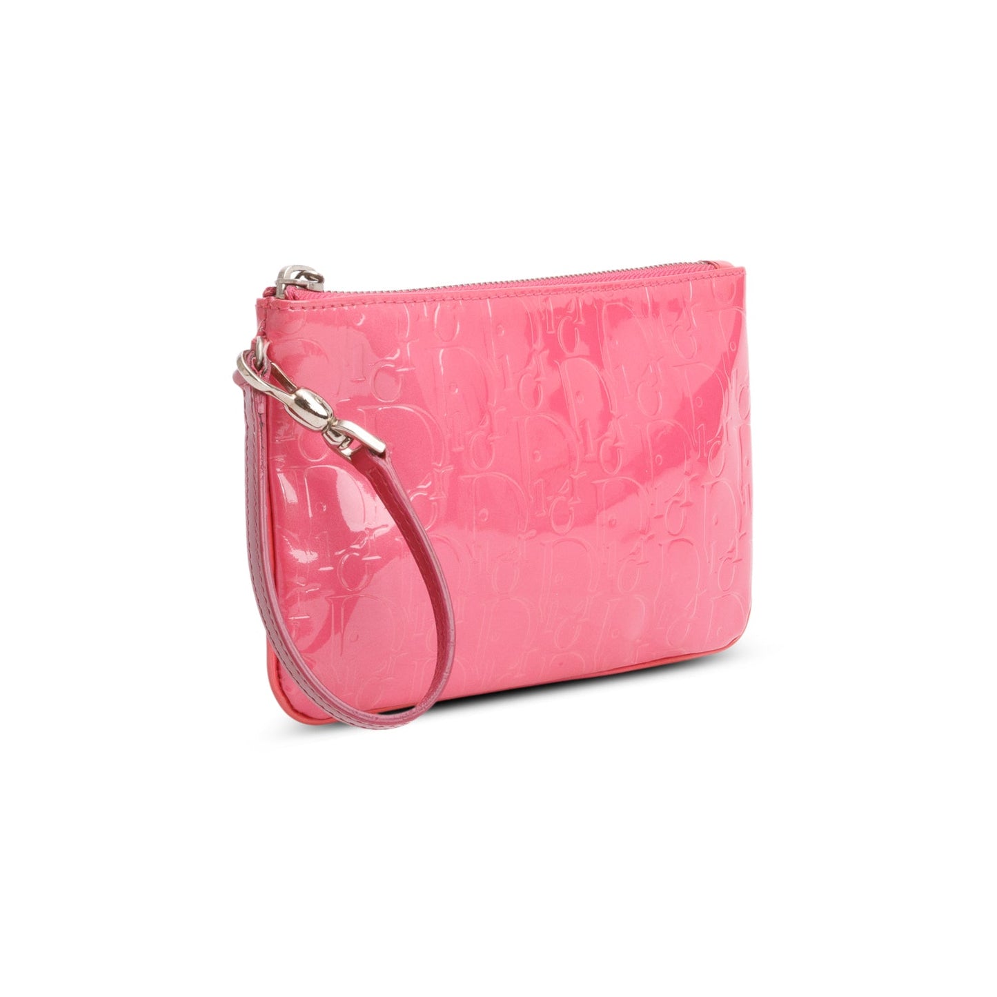 Christian Dior Pink Patent Leather Diorissimo Oblique Wristlet