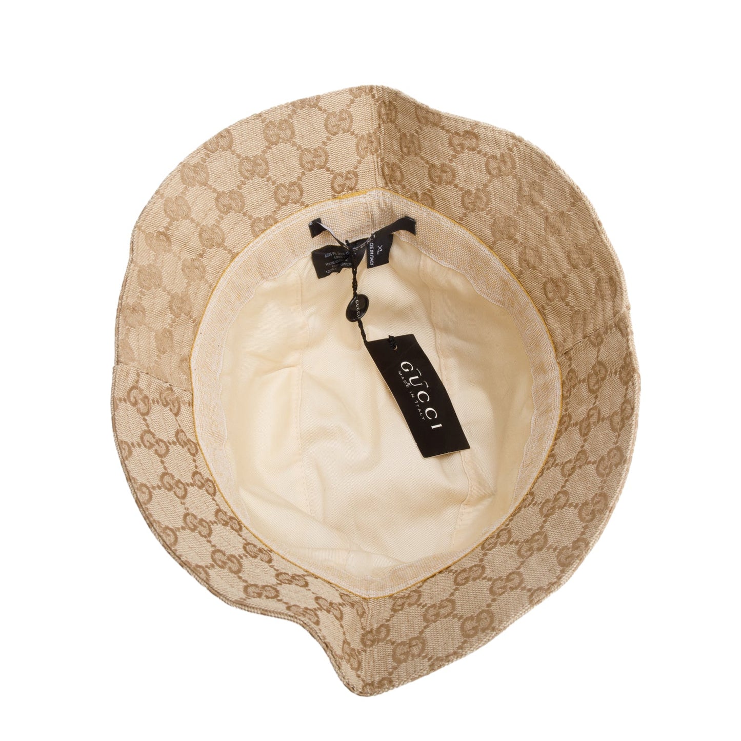 Gucci Beige Monogram Web Bucket Hat, Size XL