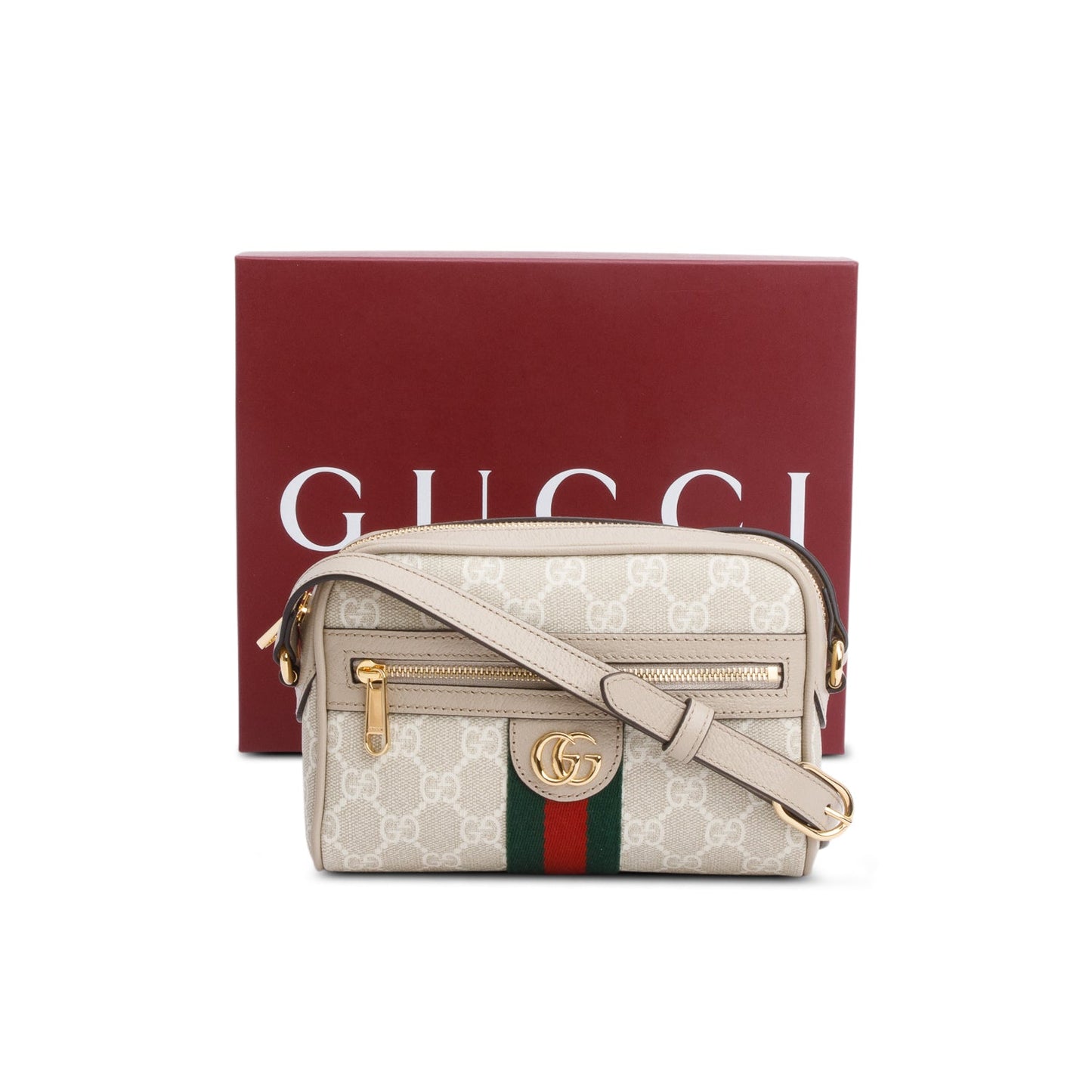 Gucci Beige GG Supreme Web Mini Ophidia Crossbody Bag