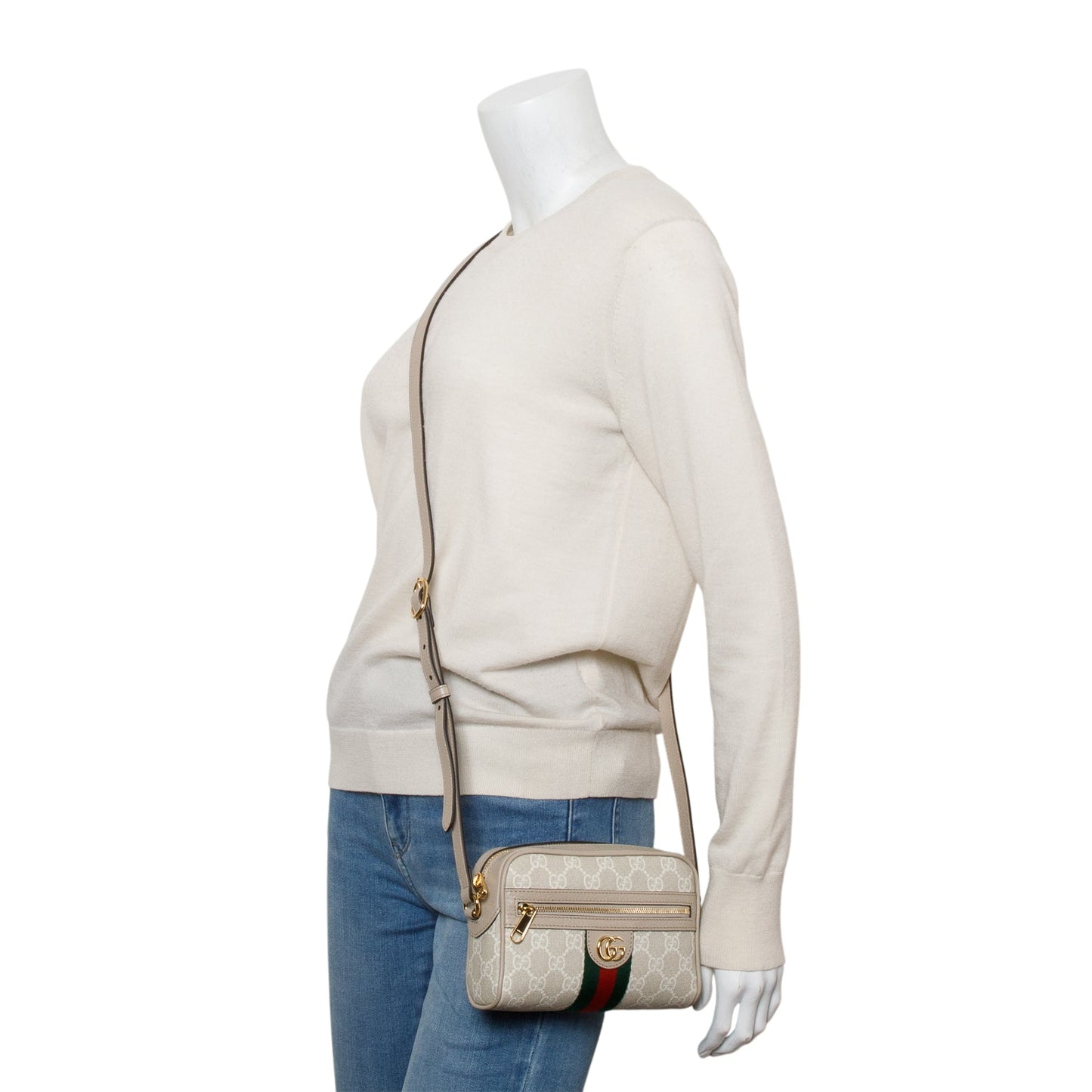 Gucci Beige GG Supreme Web Mini Ophidia Crossbody Bag