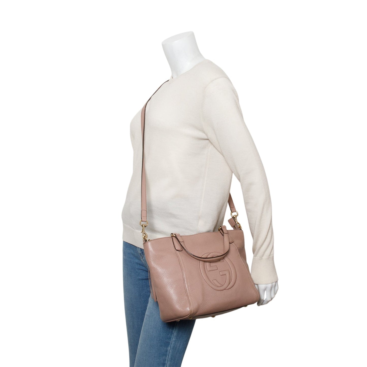 Gucci Pink Calfksin Leather Small Soho Cellarius Tote