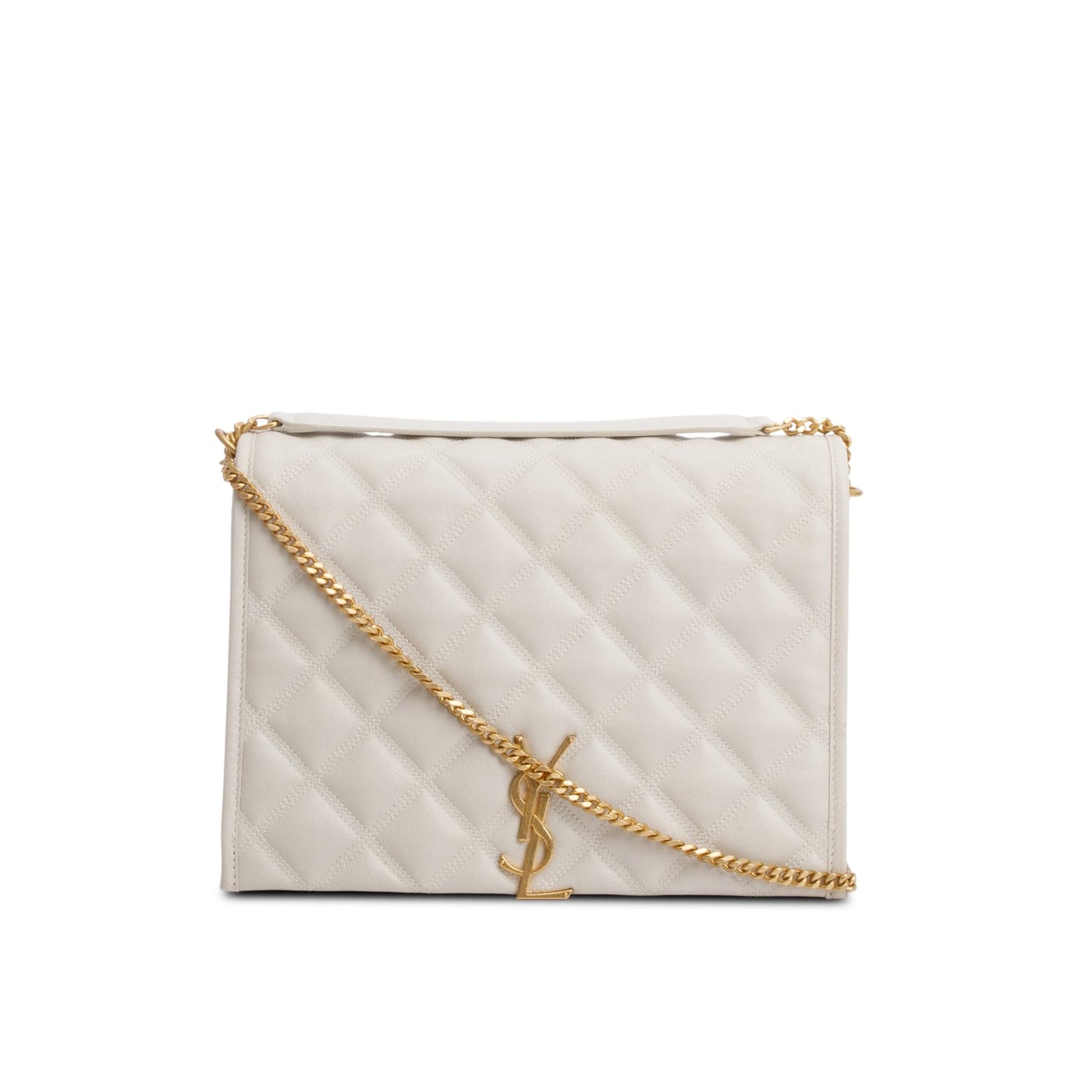 Saint Laurent Ivory Quilted Leather Small Becky Chain Bag