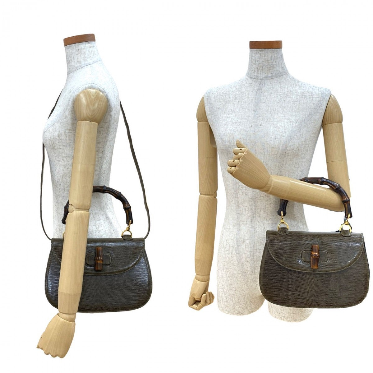 GUCCI Shoulder Bag leather Brown Bamboo Women