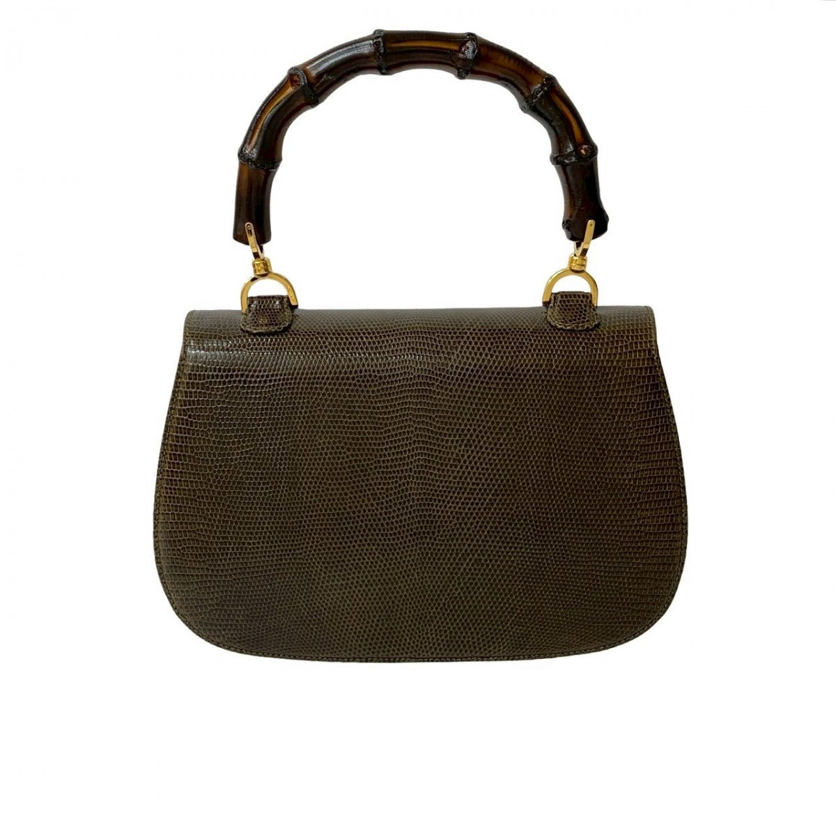 GUCCI Shoulder Bag leather Brown Bamboo Women