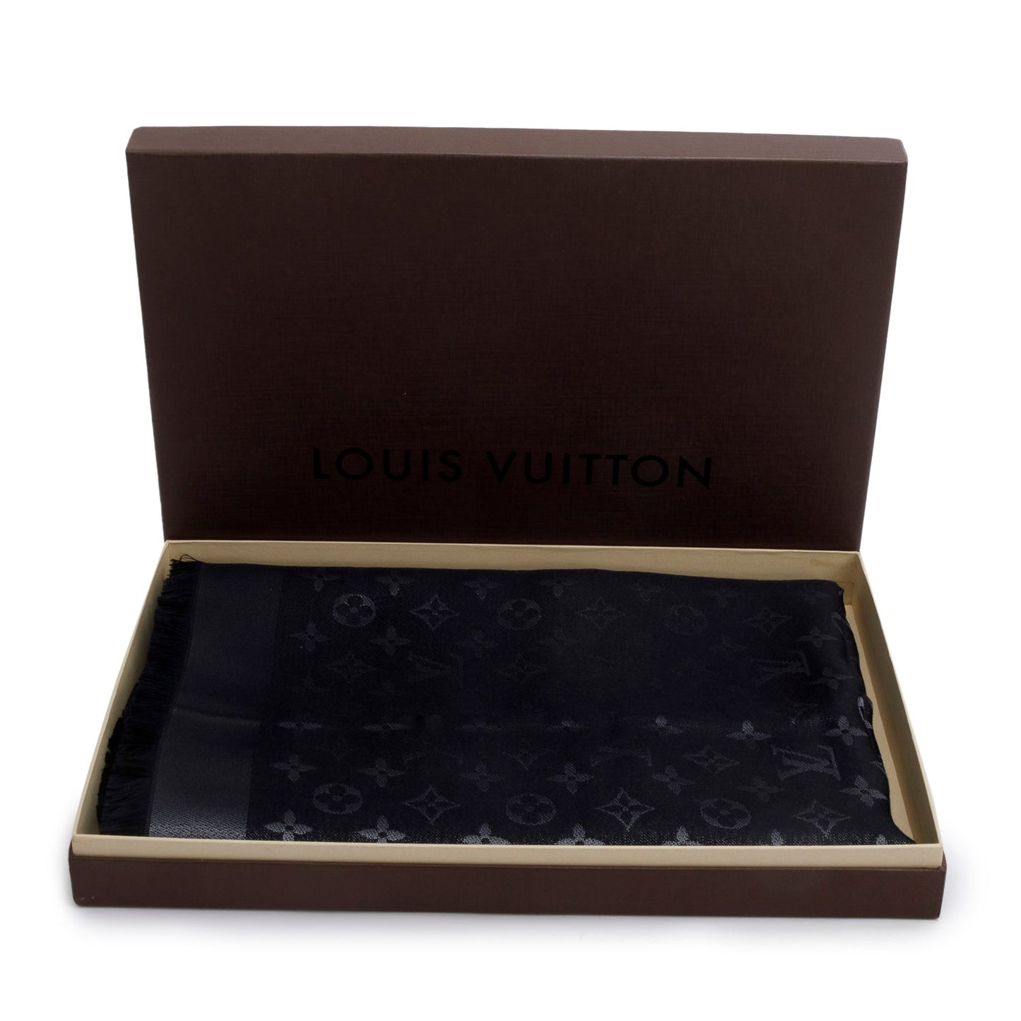 Louis Vuitton Black/Grey Monogram Silk/Wool My Daily Denim Shawl Scarf