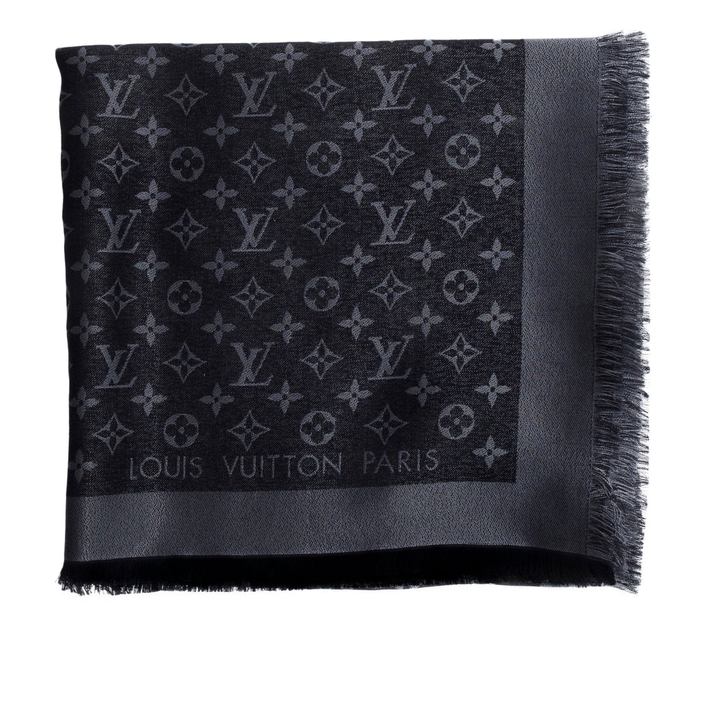 Louis Vuitton Black/Grey Monogram Silk/Wool My Daily Denim Shawl Scarf