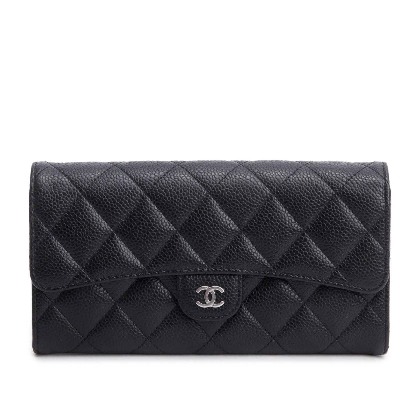 Chanel Black Caviar Leather Classic Long Flap Wallet