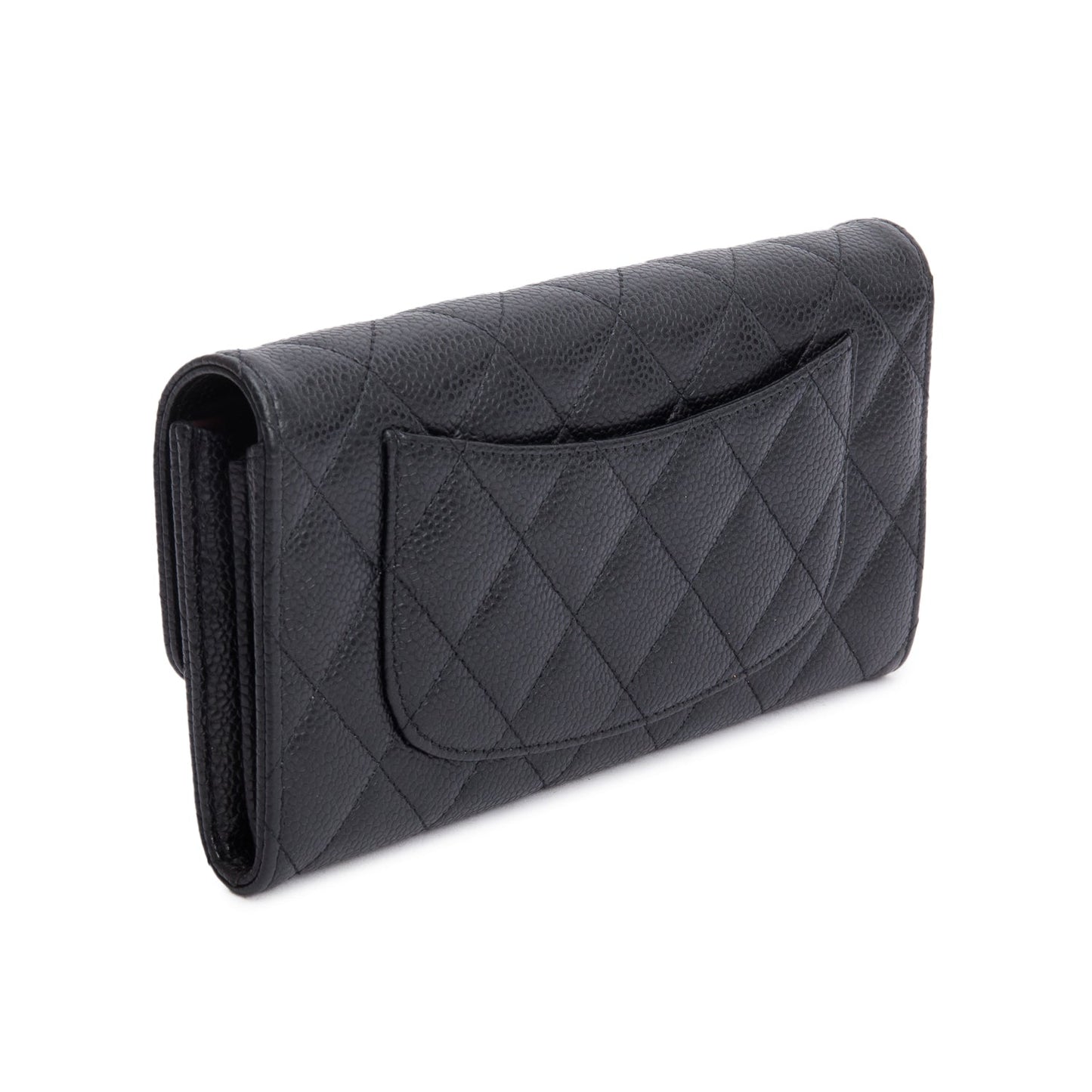 Chanel Black Caviar Leather Classic Long Flap Wallet