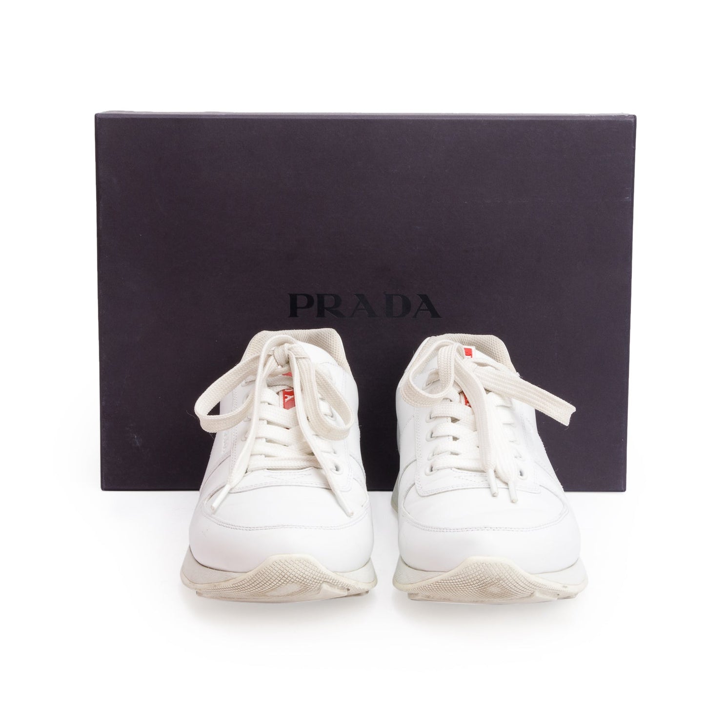 Prada White Leather Sport Sneakers, Men's Size 8.5