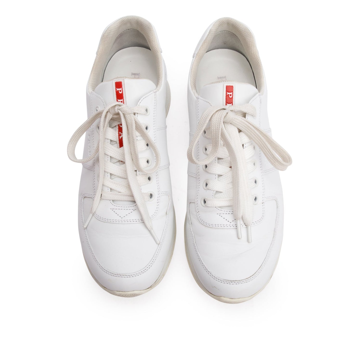 Prada White Leather Sport Sneakers, Men's Size 8.5